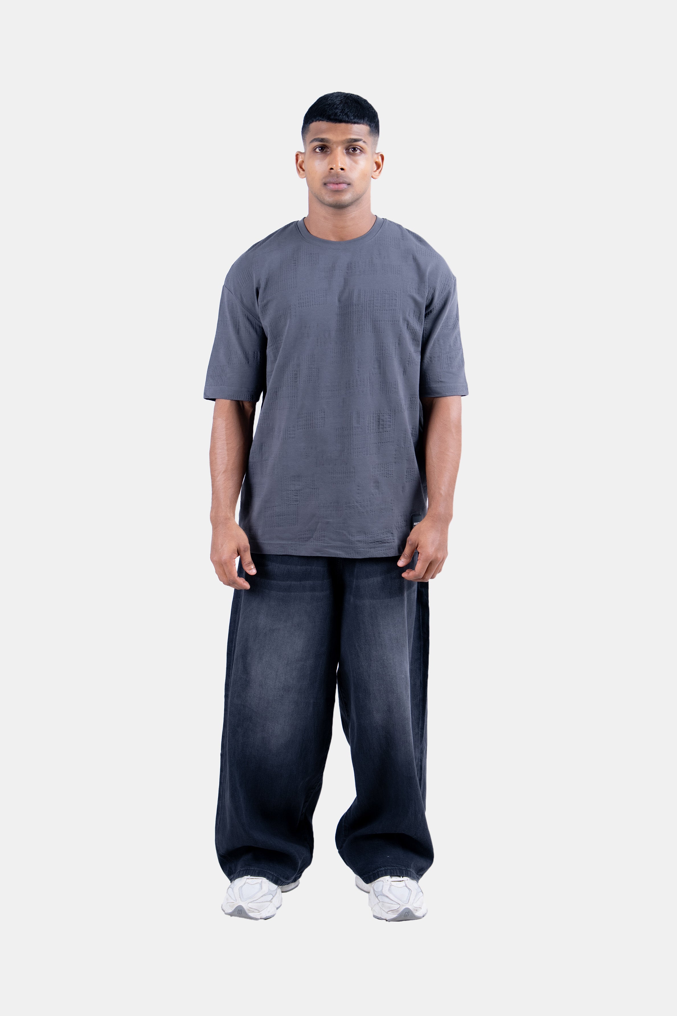 Hustle Men's Crew Neck T-Shirt - Dark Grey, White & Black