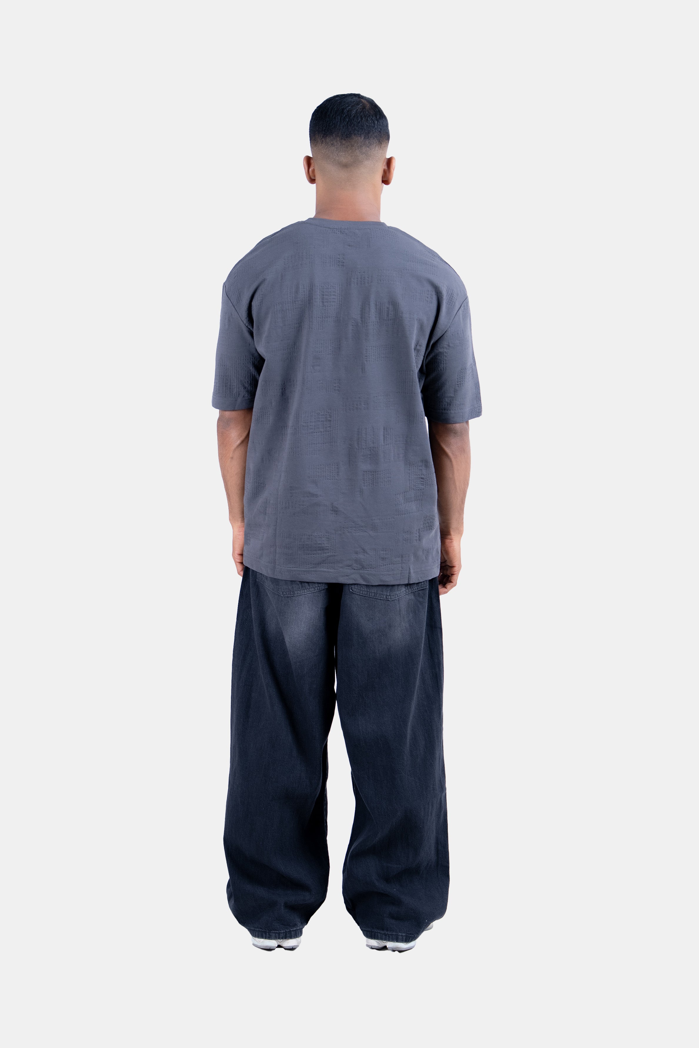 Hustle Men's Crew Neck T-Shirt - Dark Grey, White & Black
