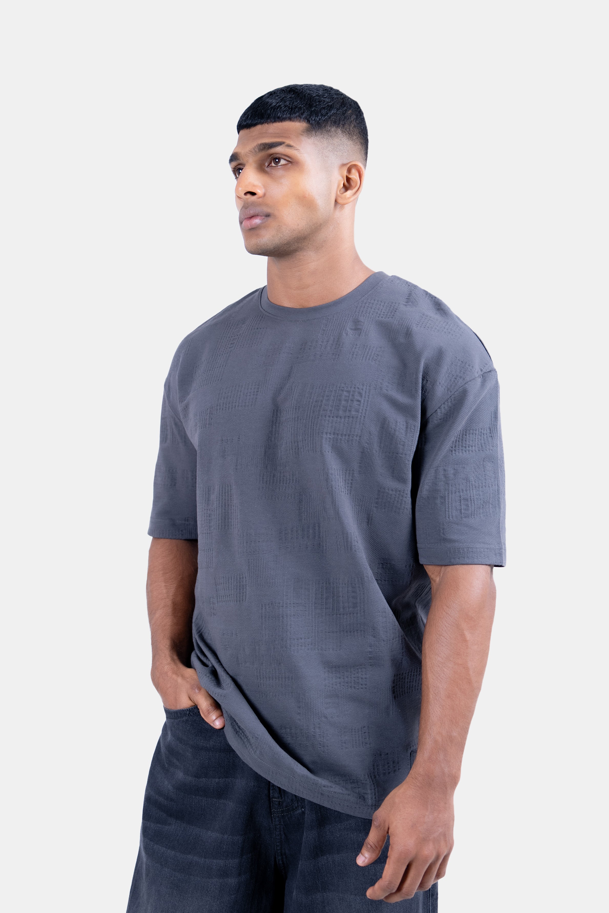 Hustle Men's Crew Neck T-Shirt - Dark Grey, White & Black