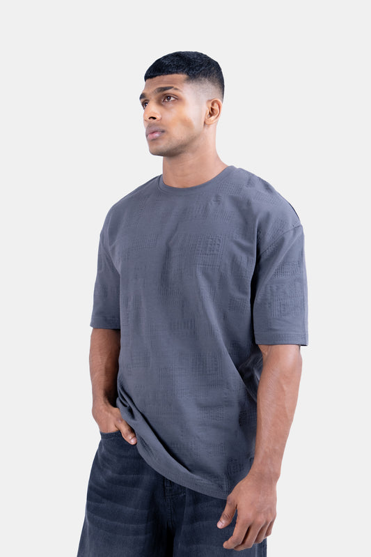 Hustle Men's Crew Neck T-Shirt - Dark Grey, White & Black