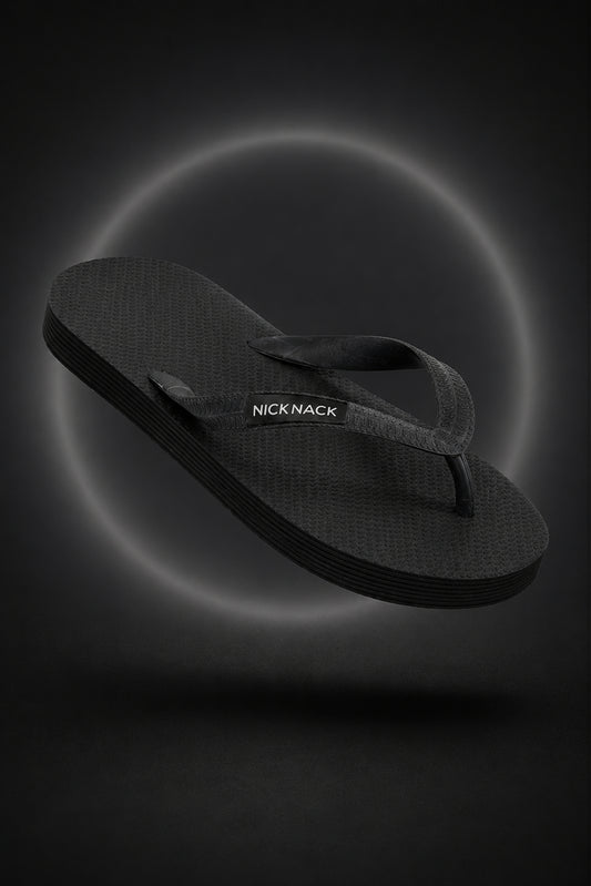 NICK NACK Men's Black Flip Flops
