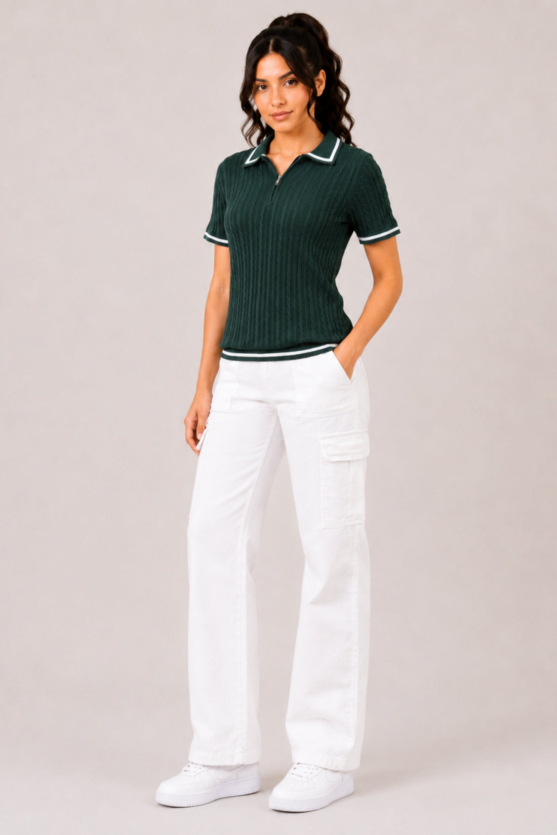 MODANO Regular Fit Half-Zip T-Shirt - Green