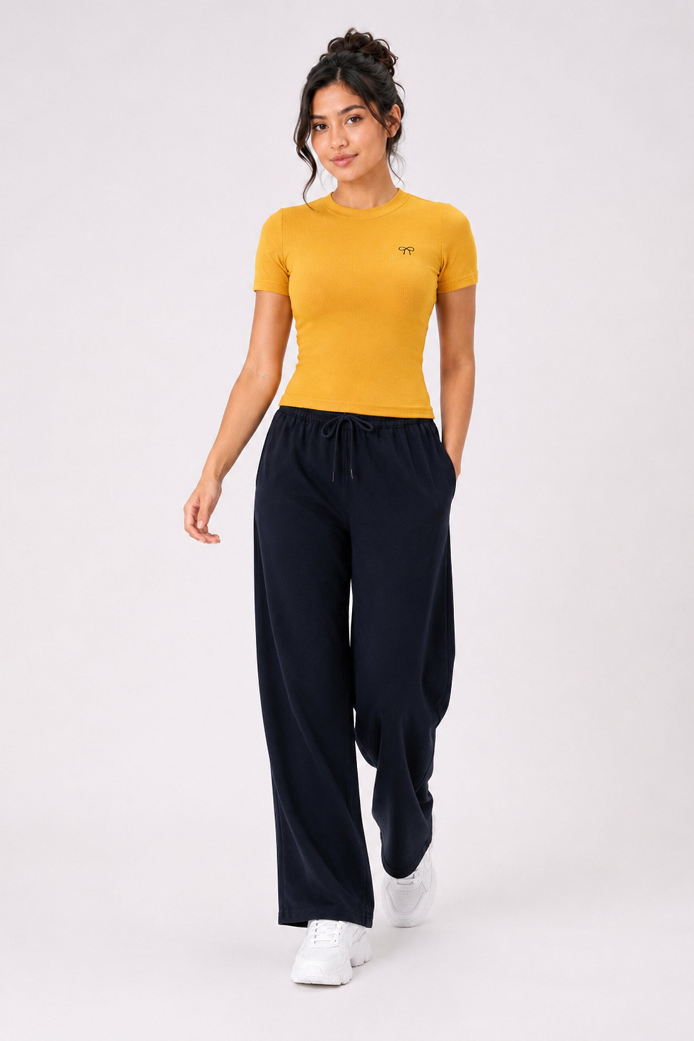 MODANO Casual Crew Neck Tees - Mustard