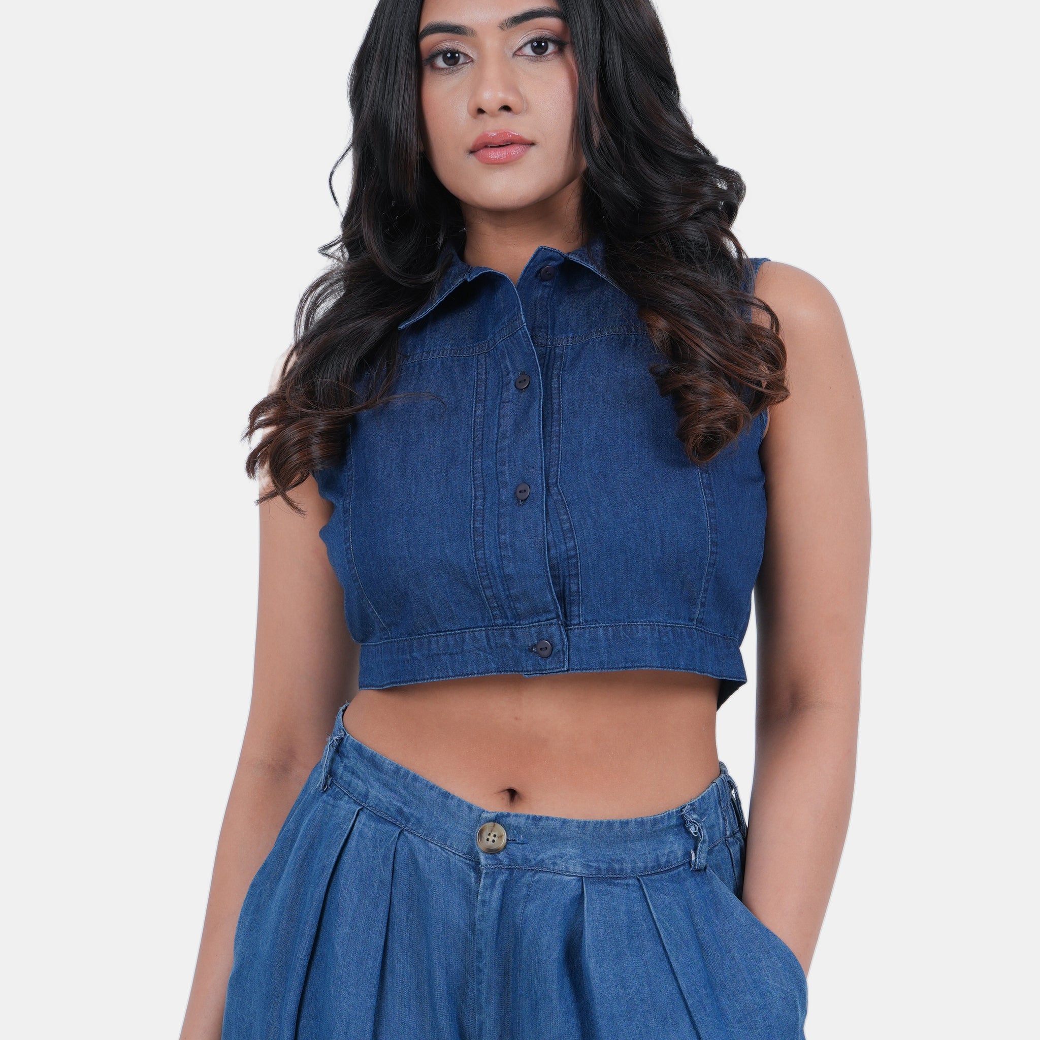 Modano Classic Denim Women's Sleeveless Blouse