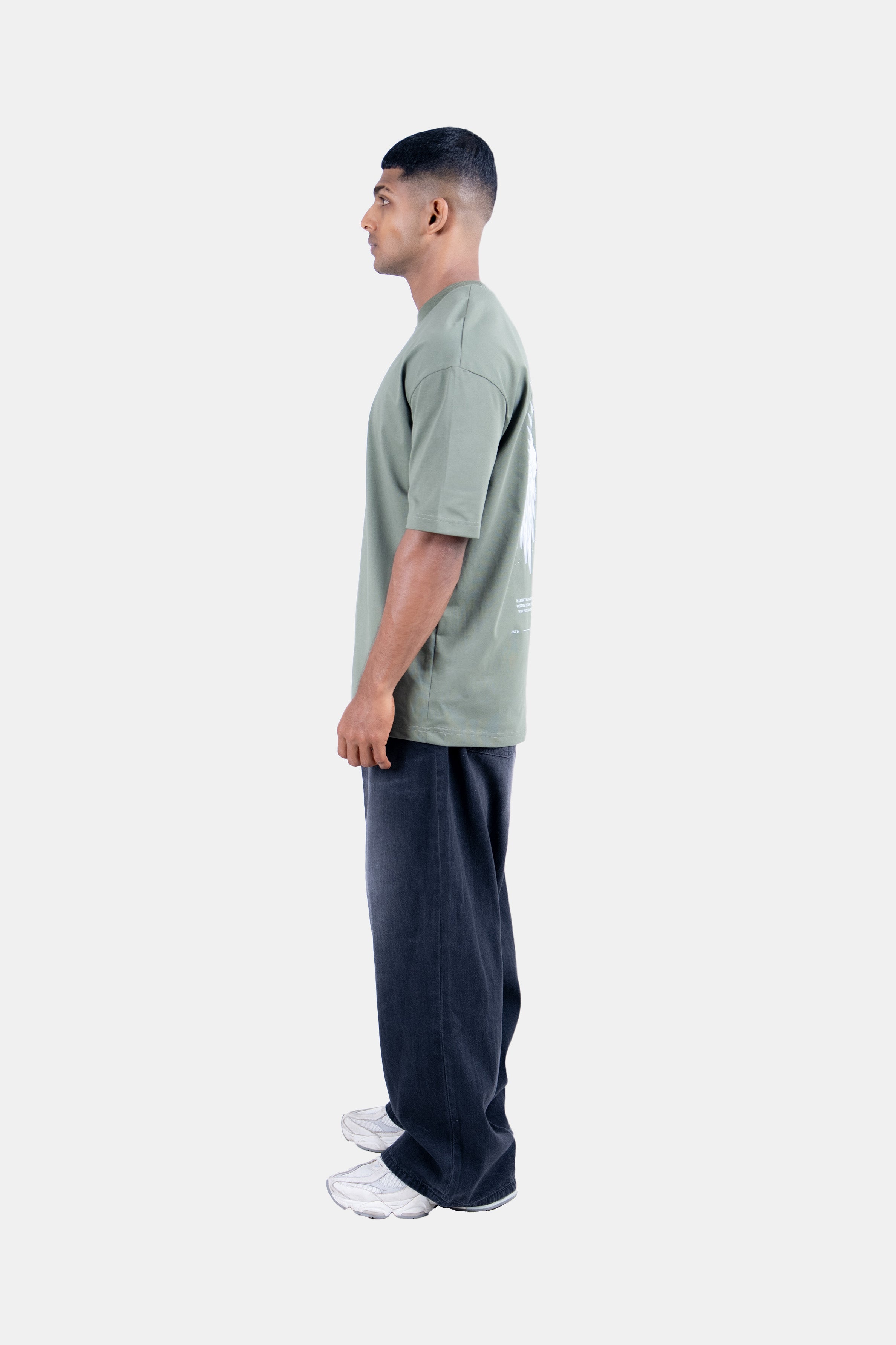 Hustle Men's Crew Neck T-Shirt - Green & Black