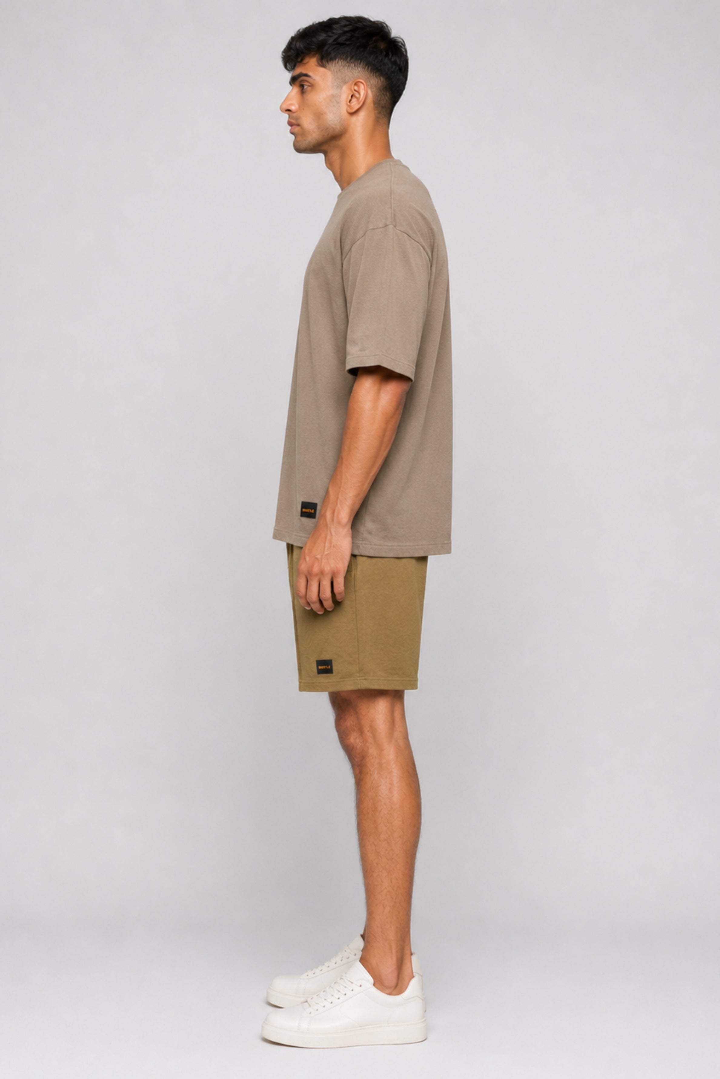 HUSTLE Men's Khaki Crew Neck T-Shirt
