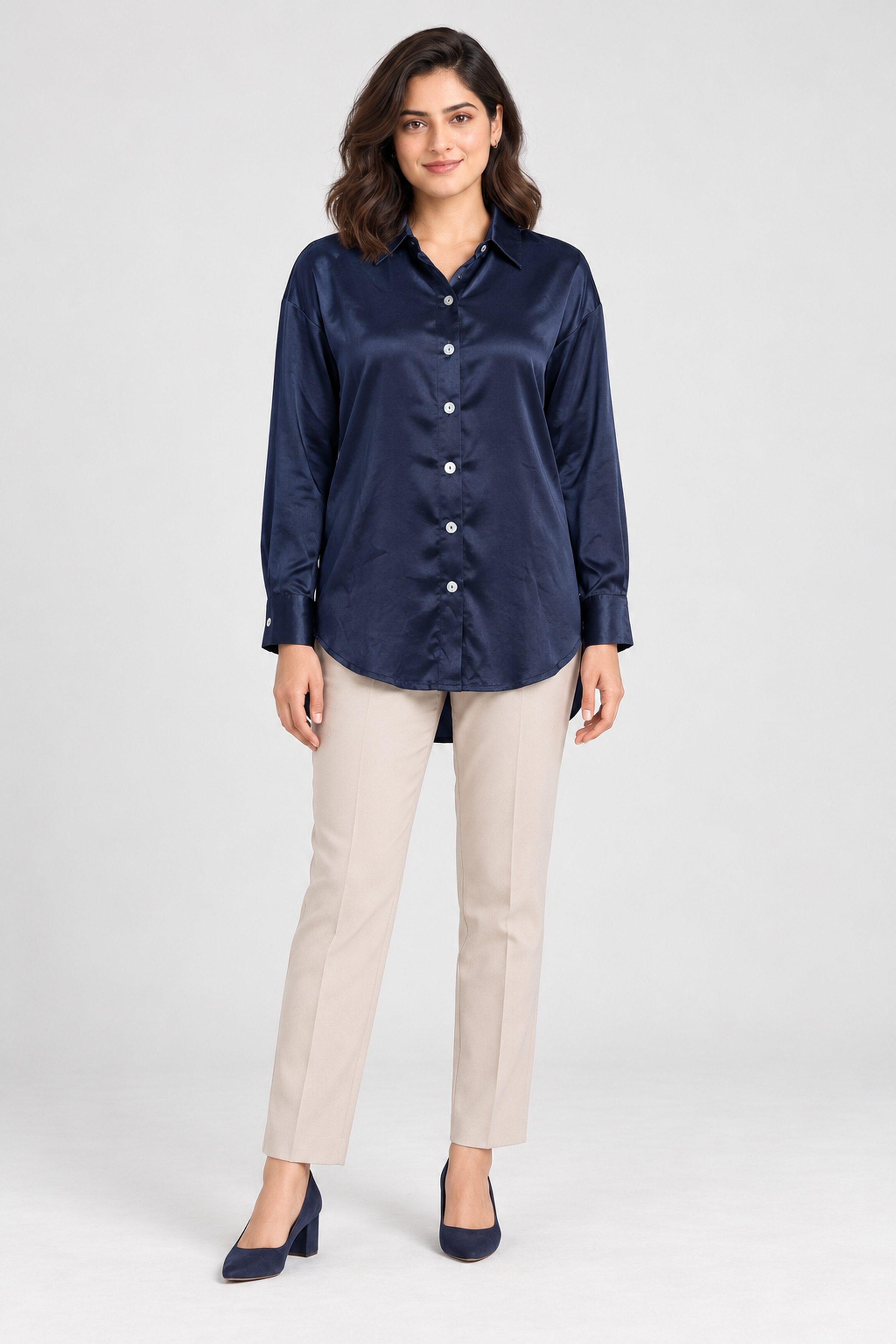 FOREVER 21 Women's Formal Regular Blouse - Dark Blue