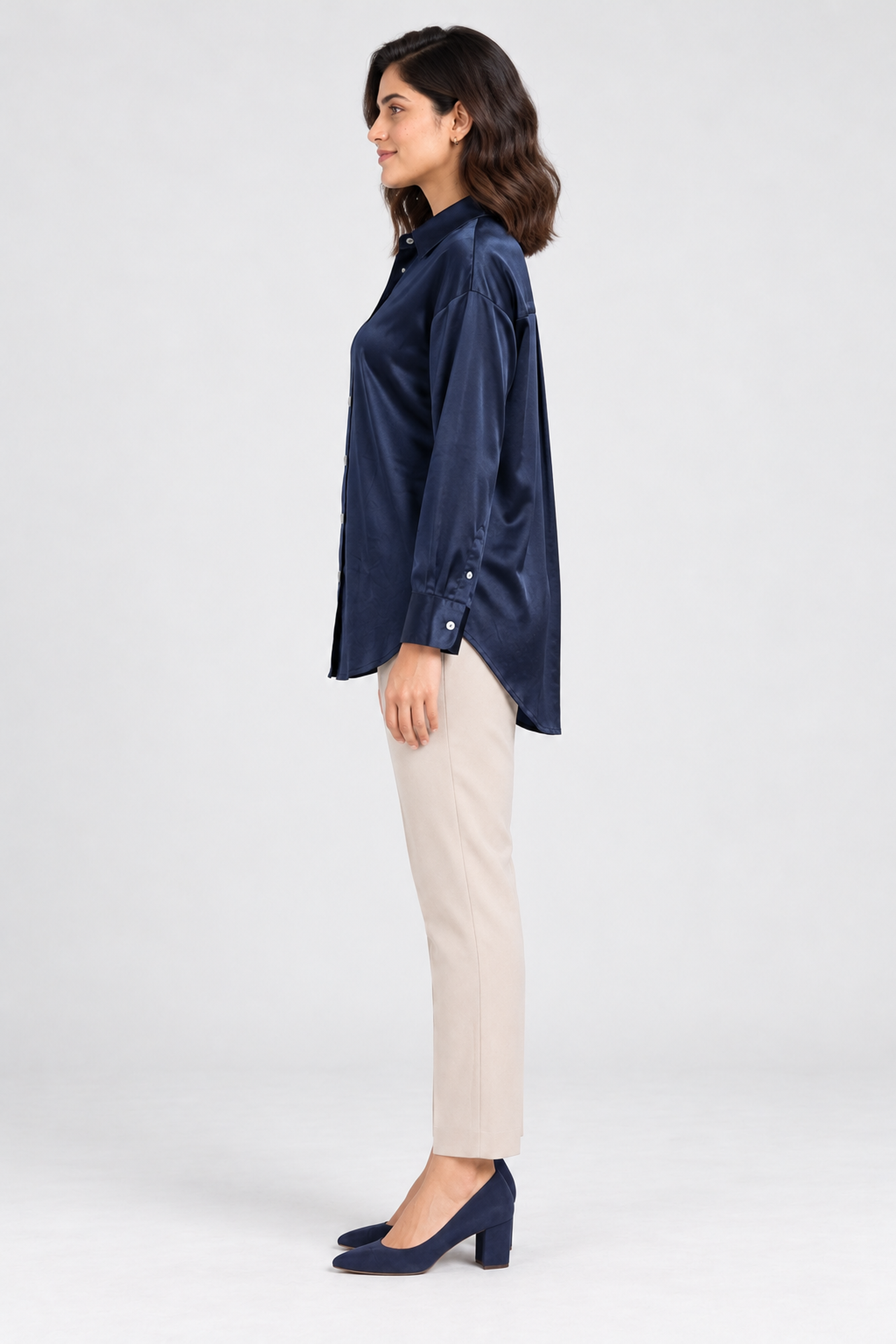 FOREVER 21 Women's Formal Regular Blouse - Dark Blue