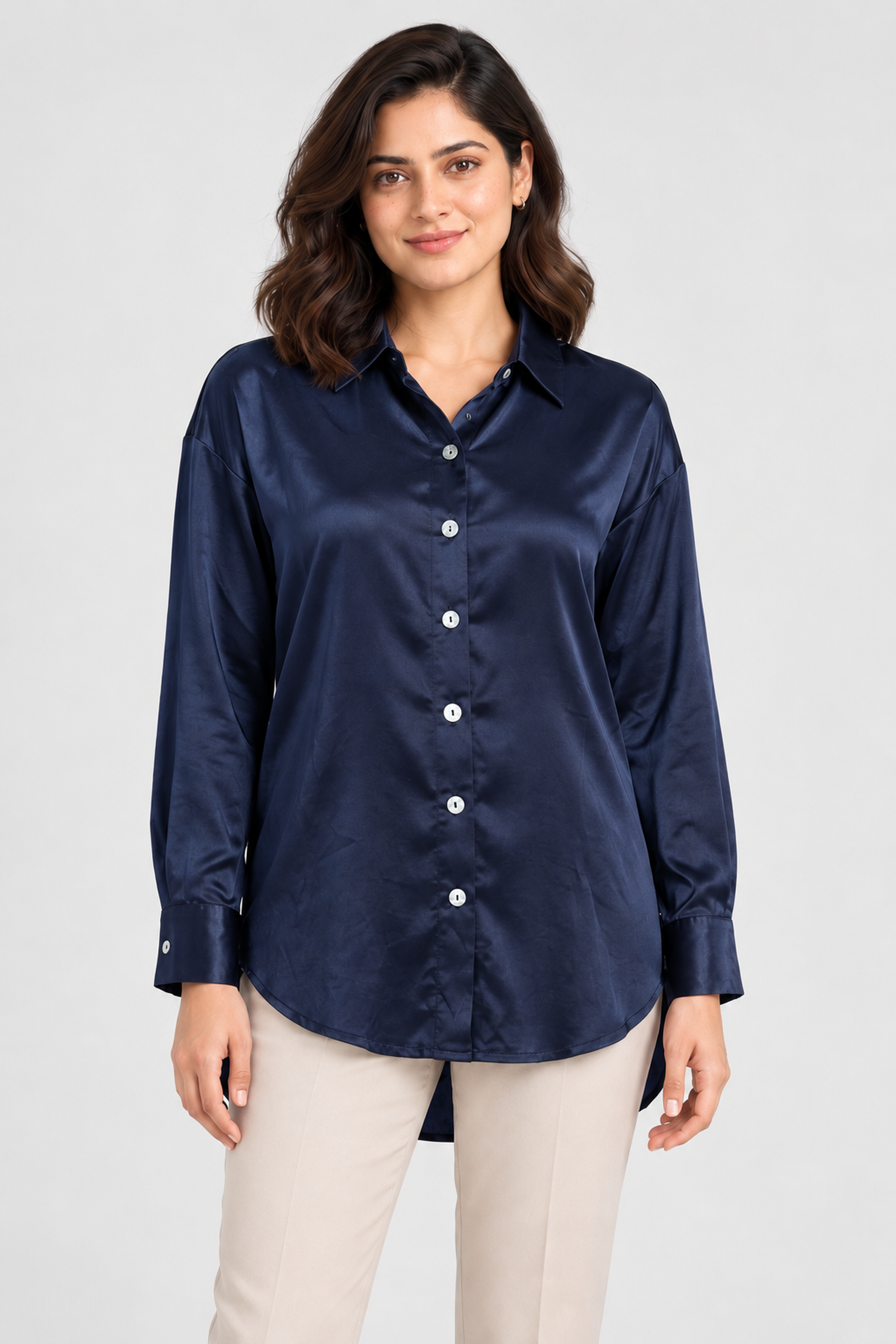 FOREVER 21 Women's Formal Regular Blouse - Dark Blue