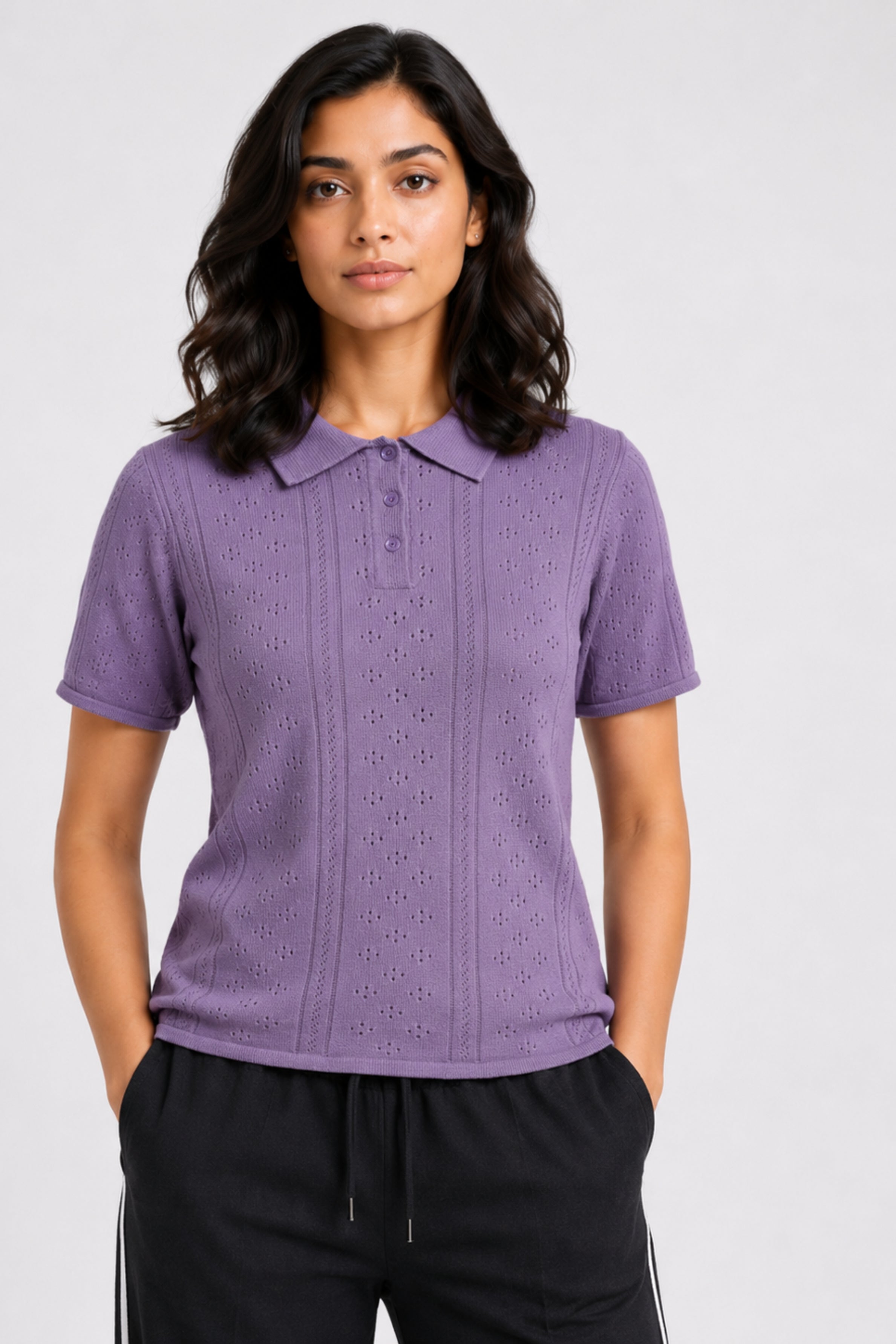 MODANO Women's Short Sleeve Polo Tees - Lavender