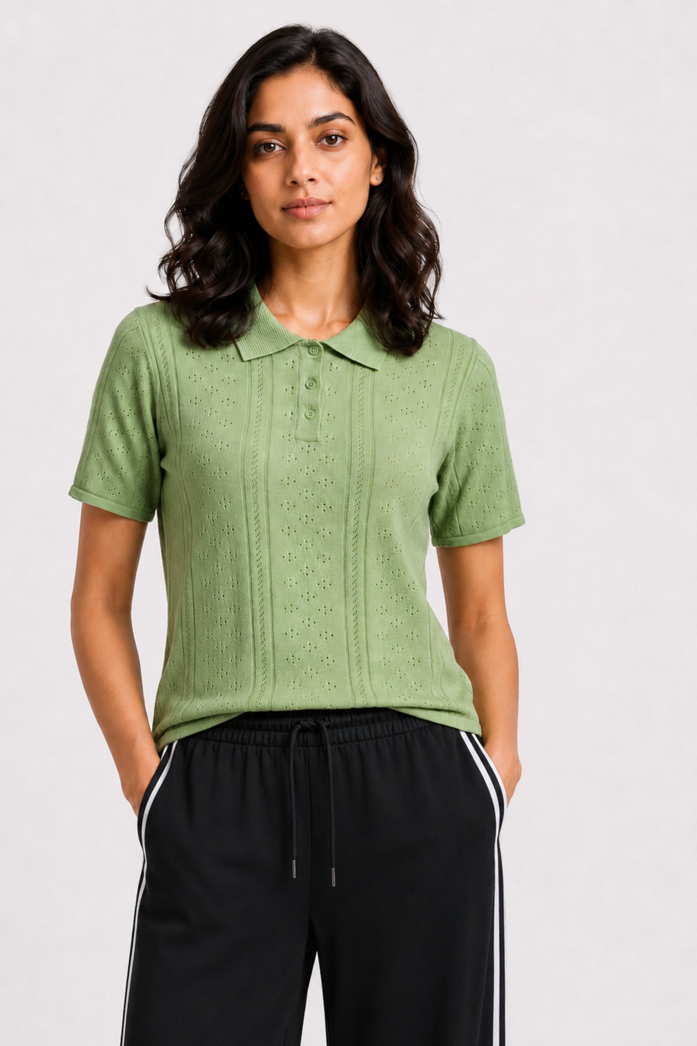 MODANO Women's Short Sleeve Polo Tees - Green