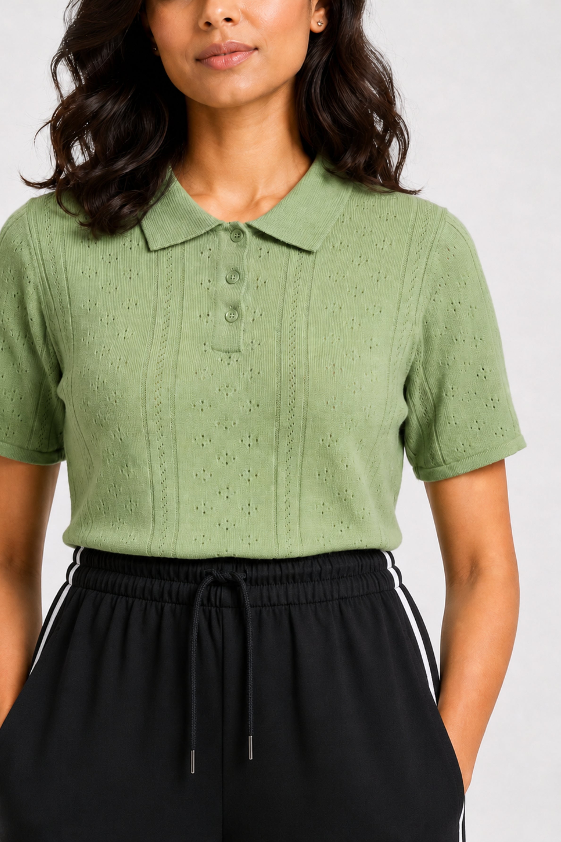 MODANO Women's Short Sleeve Polo Tees - Green