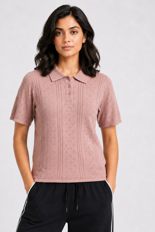 MODANO Women's Short Sleeve Polo Tees - Peach