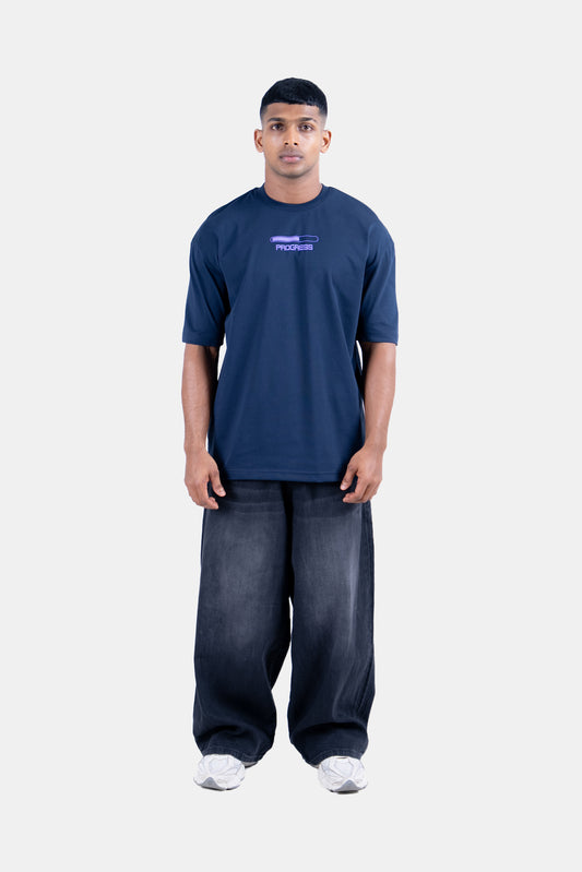 Hustle Men's Crew Neck T-Shirt - Navy & Gray