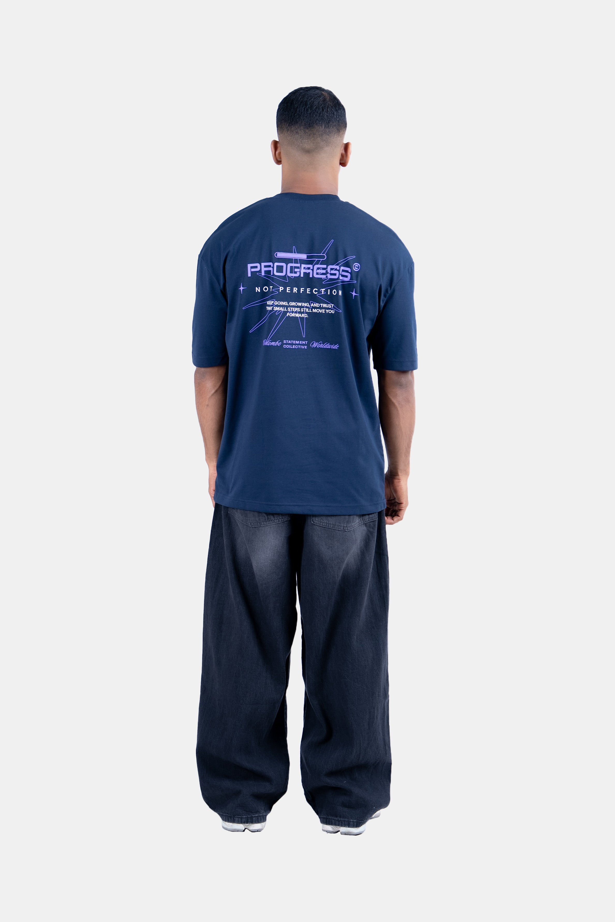 Hustle Men's Crew Neck T-Shirt - Navy & Gray