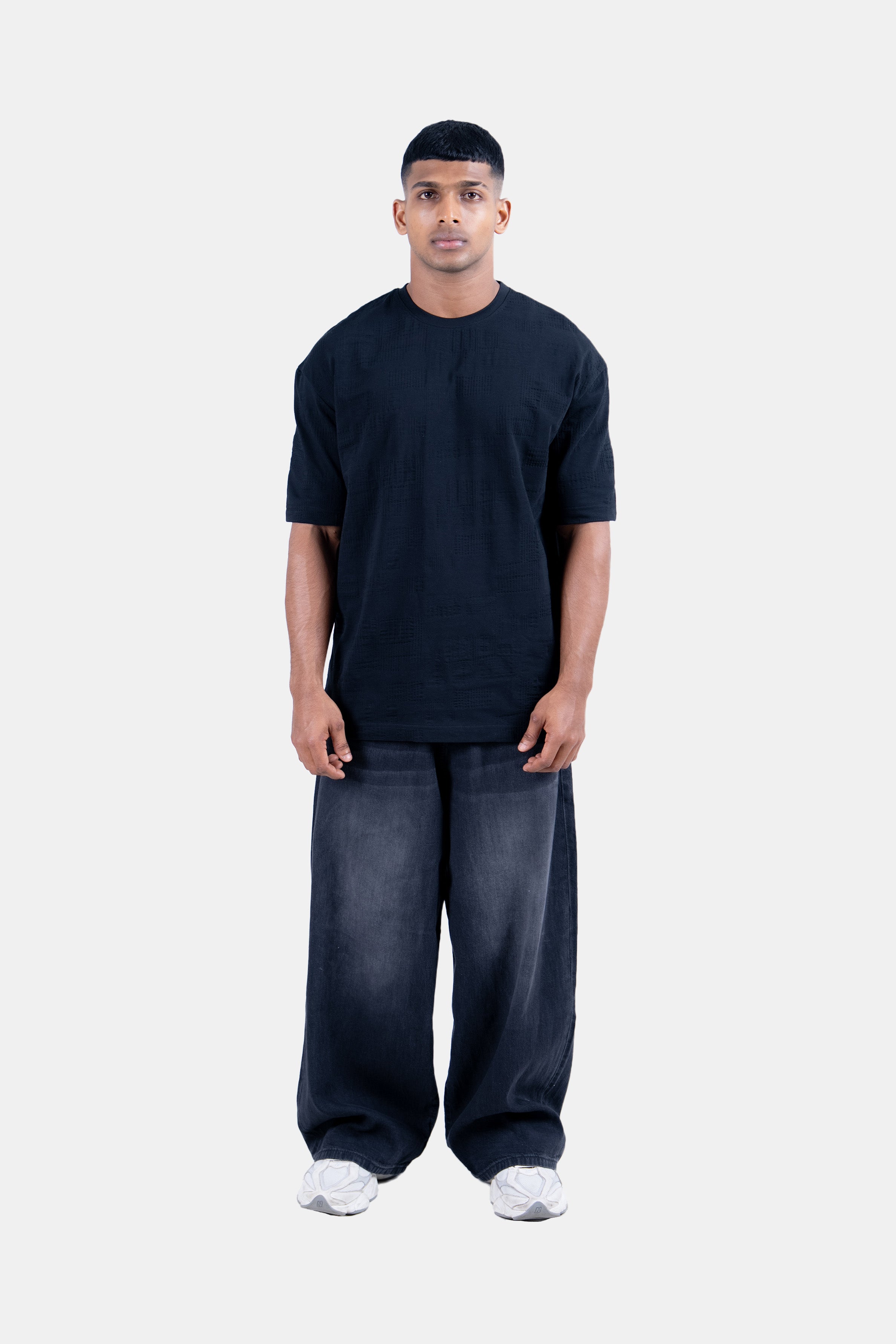 Hustle Men's Crew Neck T-Shirt - Dark Grey, White & Black