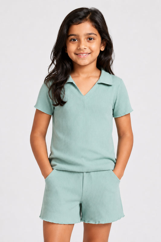 LITTLE MODANO Girls' Green Top