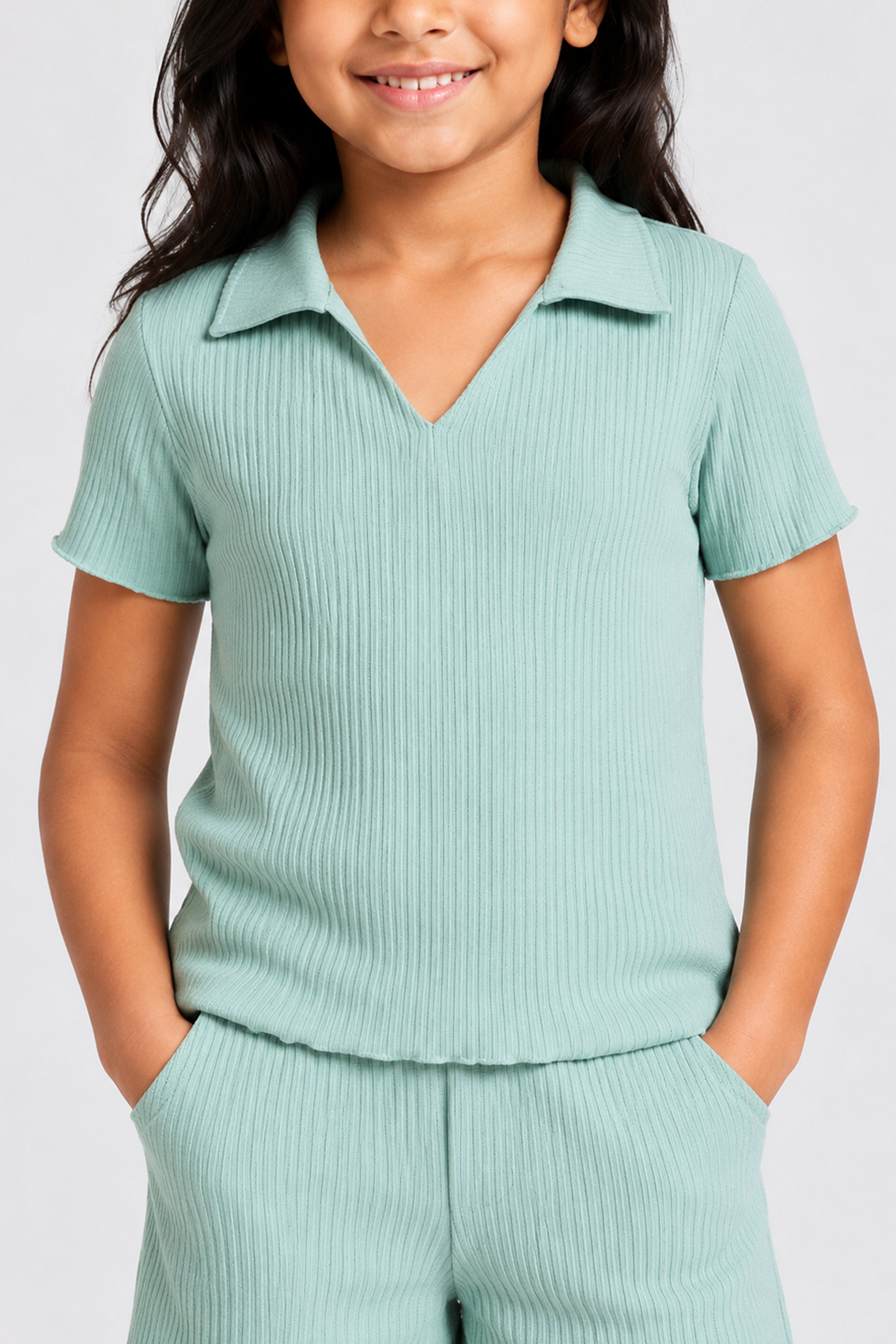 LITTLE MODANO Girls' Green Top