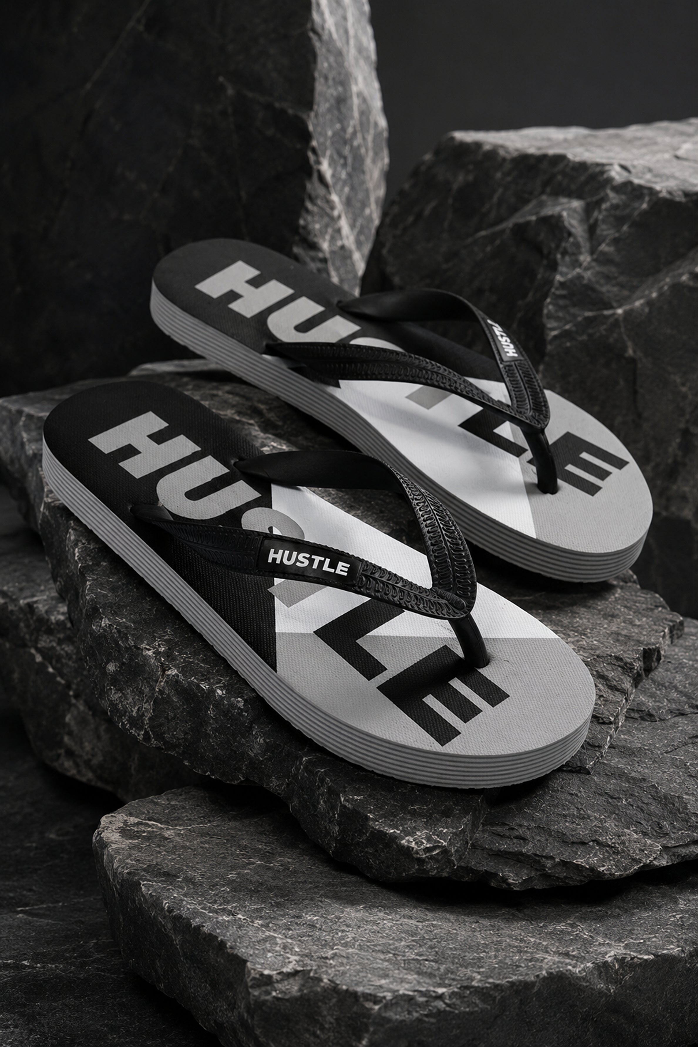 HUSTLE Men's  Flip Flops - Black