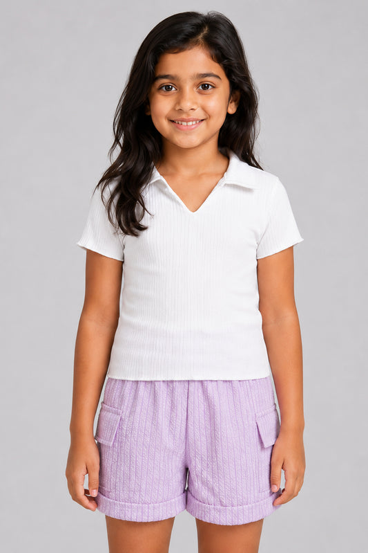 LITTLE MODANO Girls' Off White Top