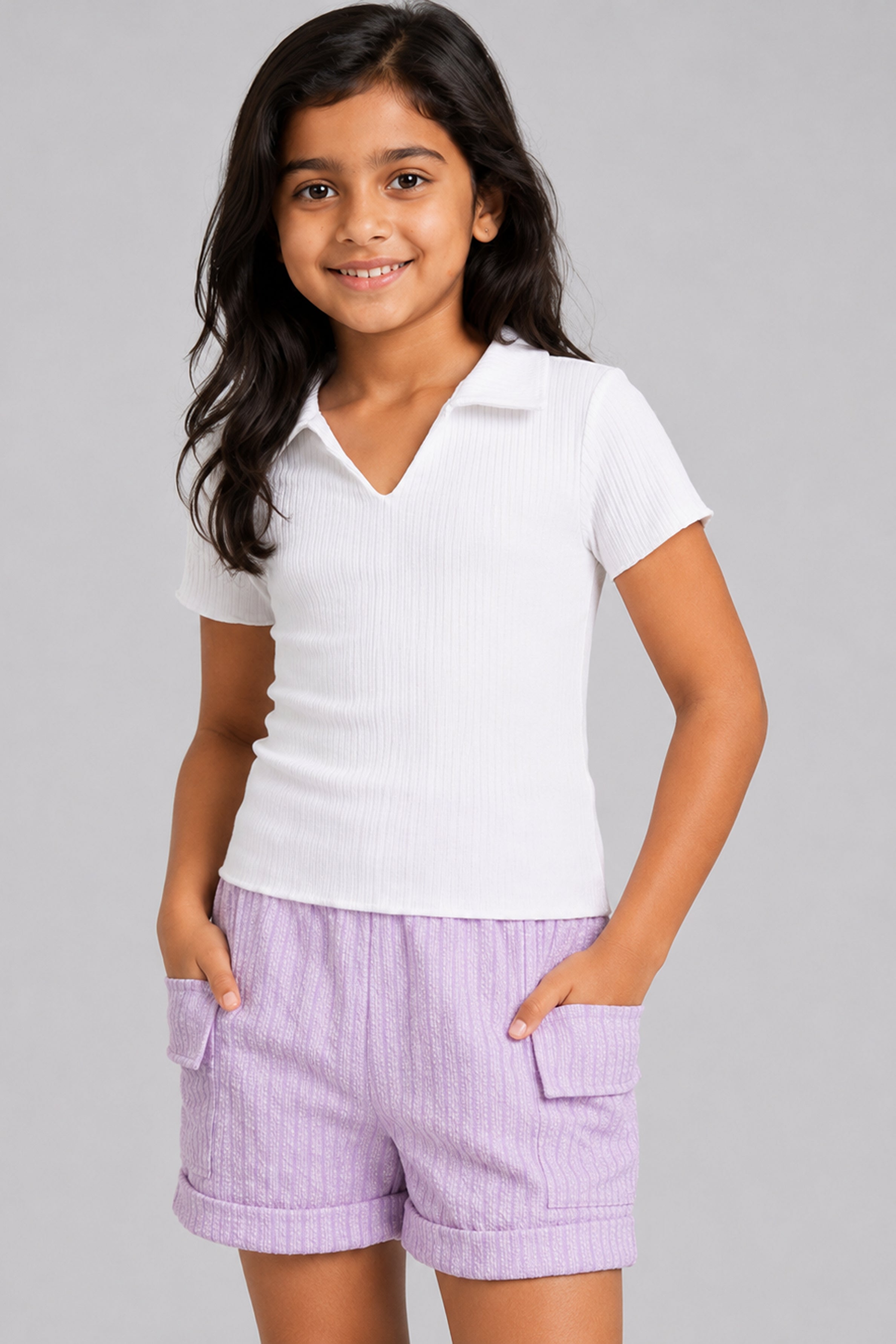 LITTLE MODANO Girls' Off White Top
