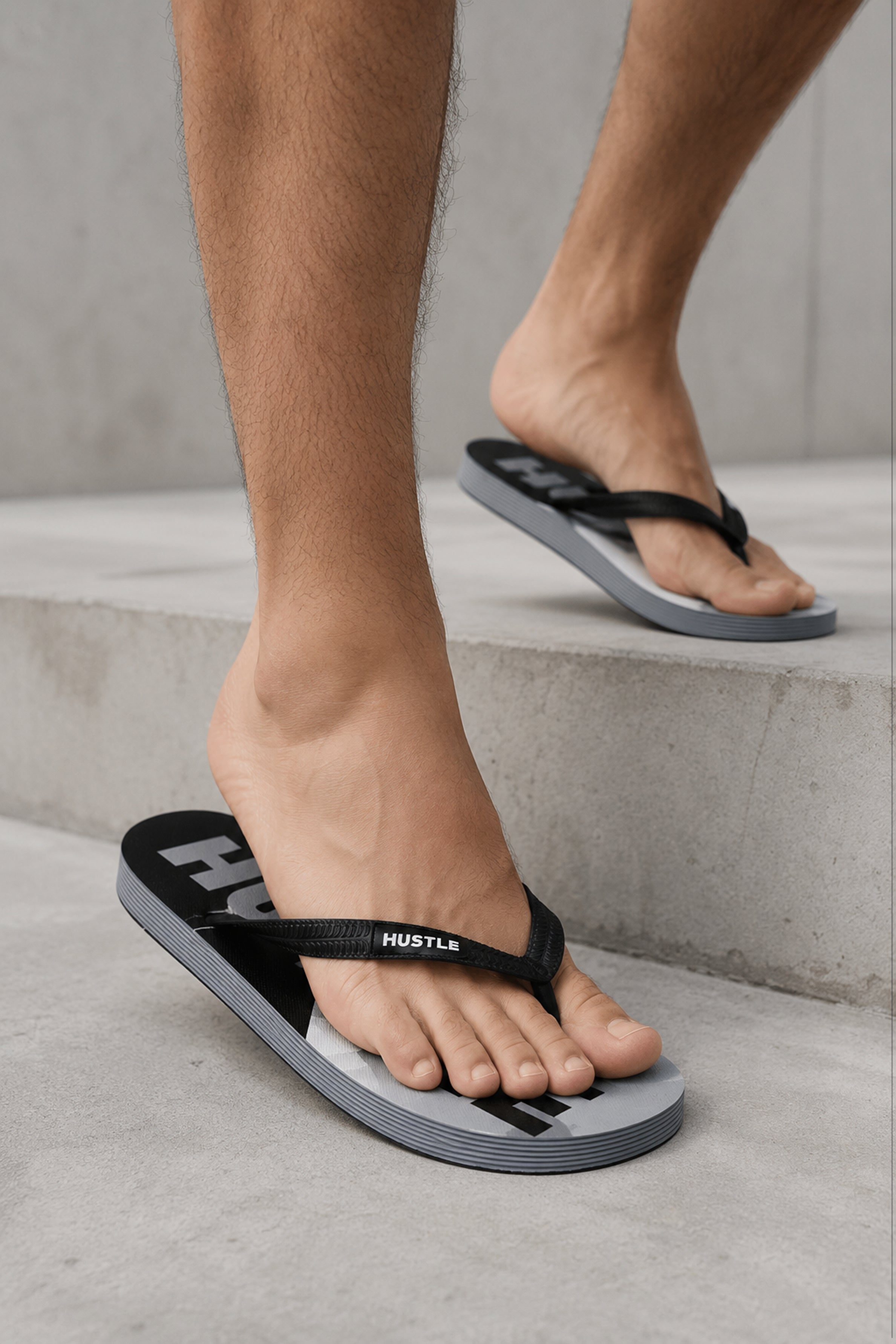 HUSTLE Men's  Flip Flops - Black