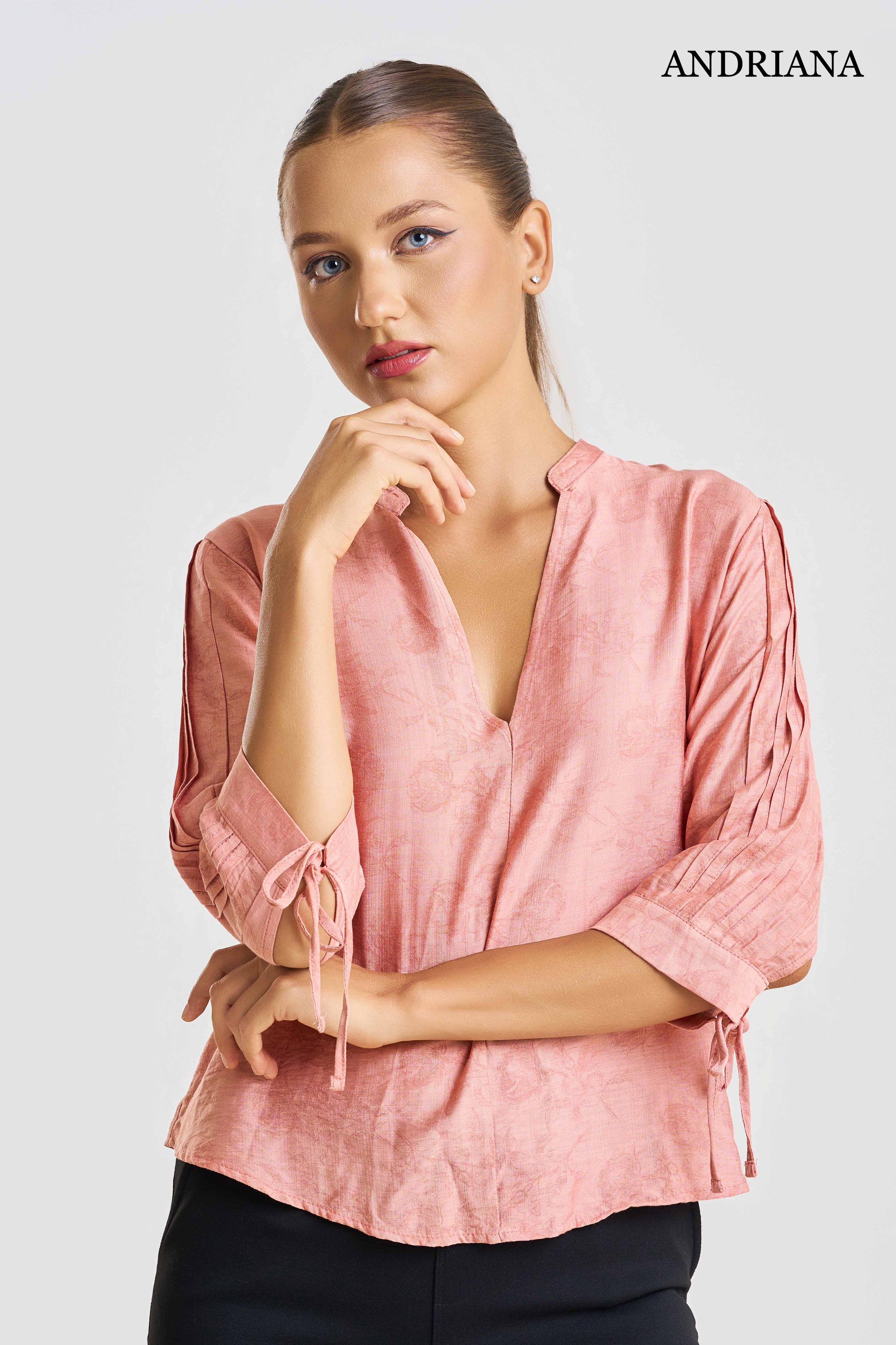 ANDRIANA Women's Printed Formal Blouse