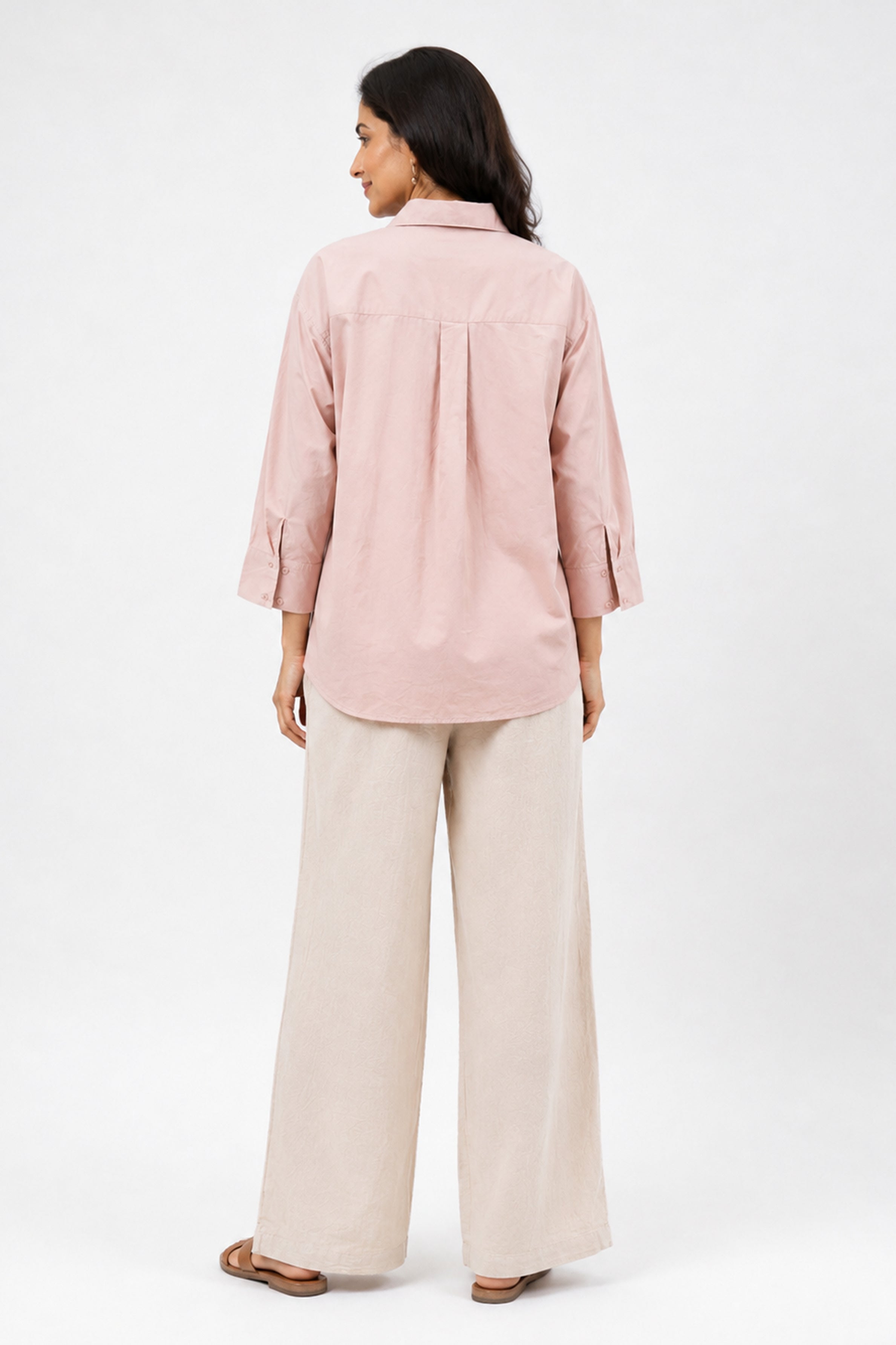 HADA Casual Relaxed Fit Button-Front Blouse - Dusty Rose