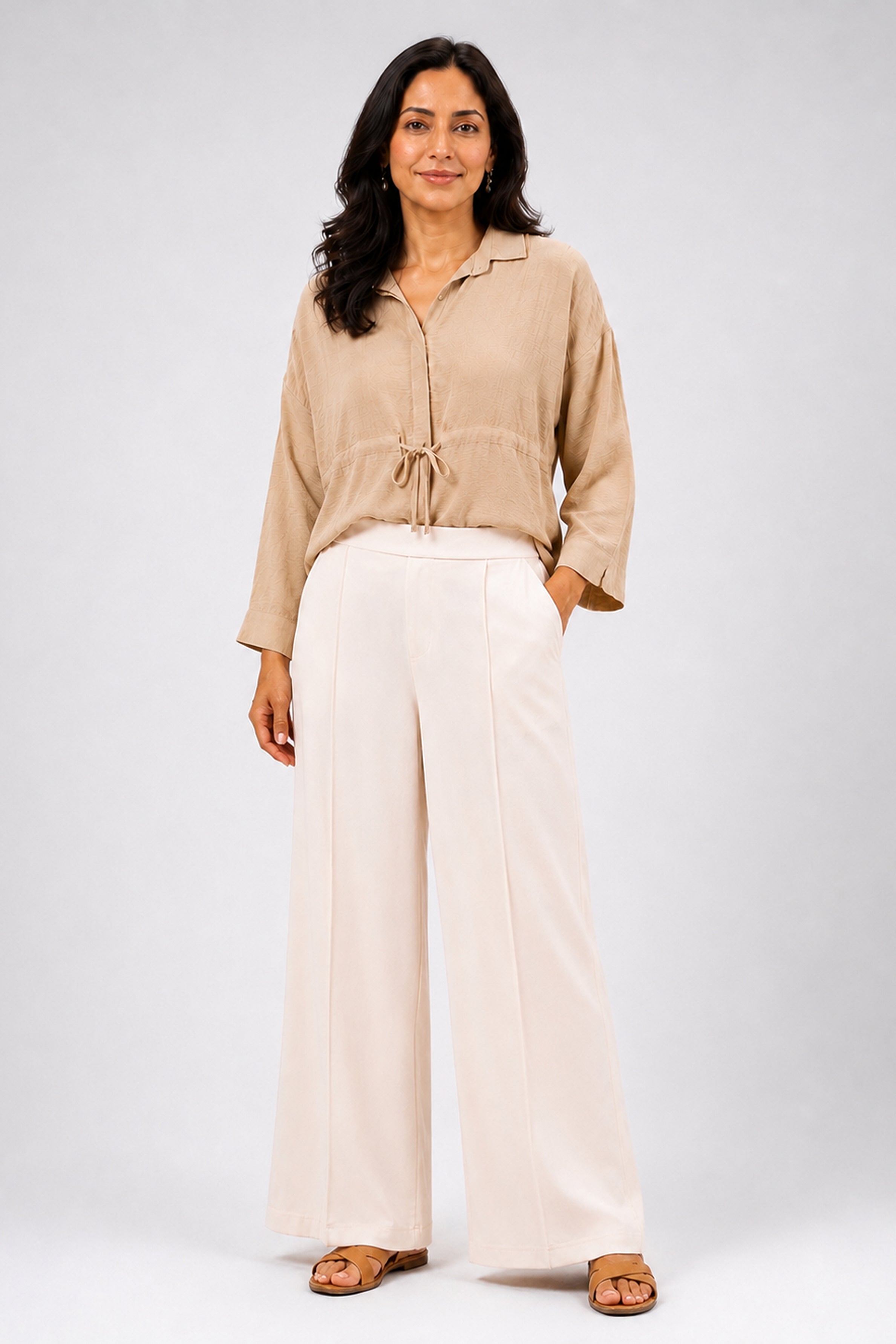 HADA Casual Relaxed Fit Pant - Cream