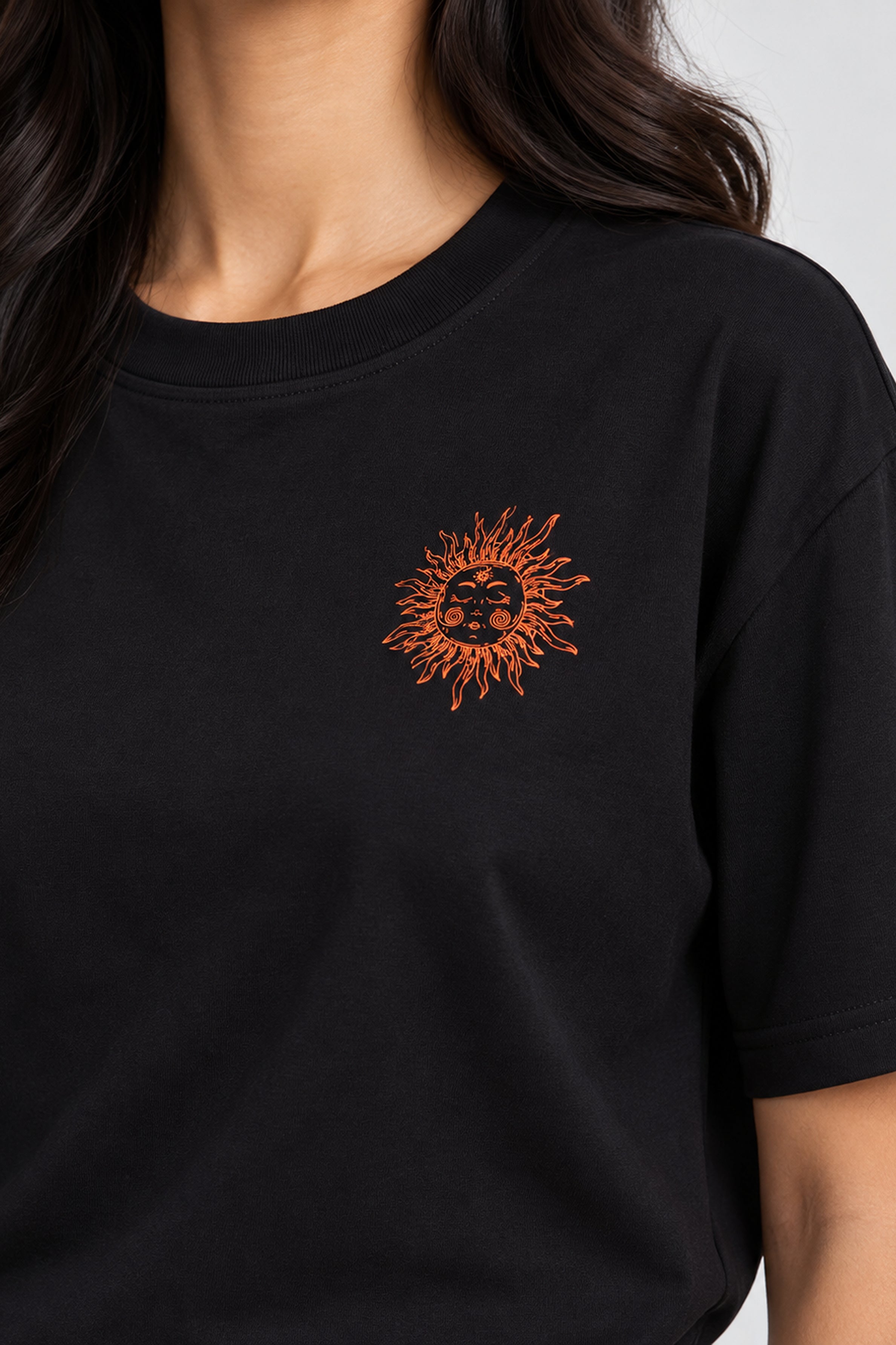 BASIC DROP MODANO Women's Oversized Tees - Jet Black