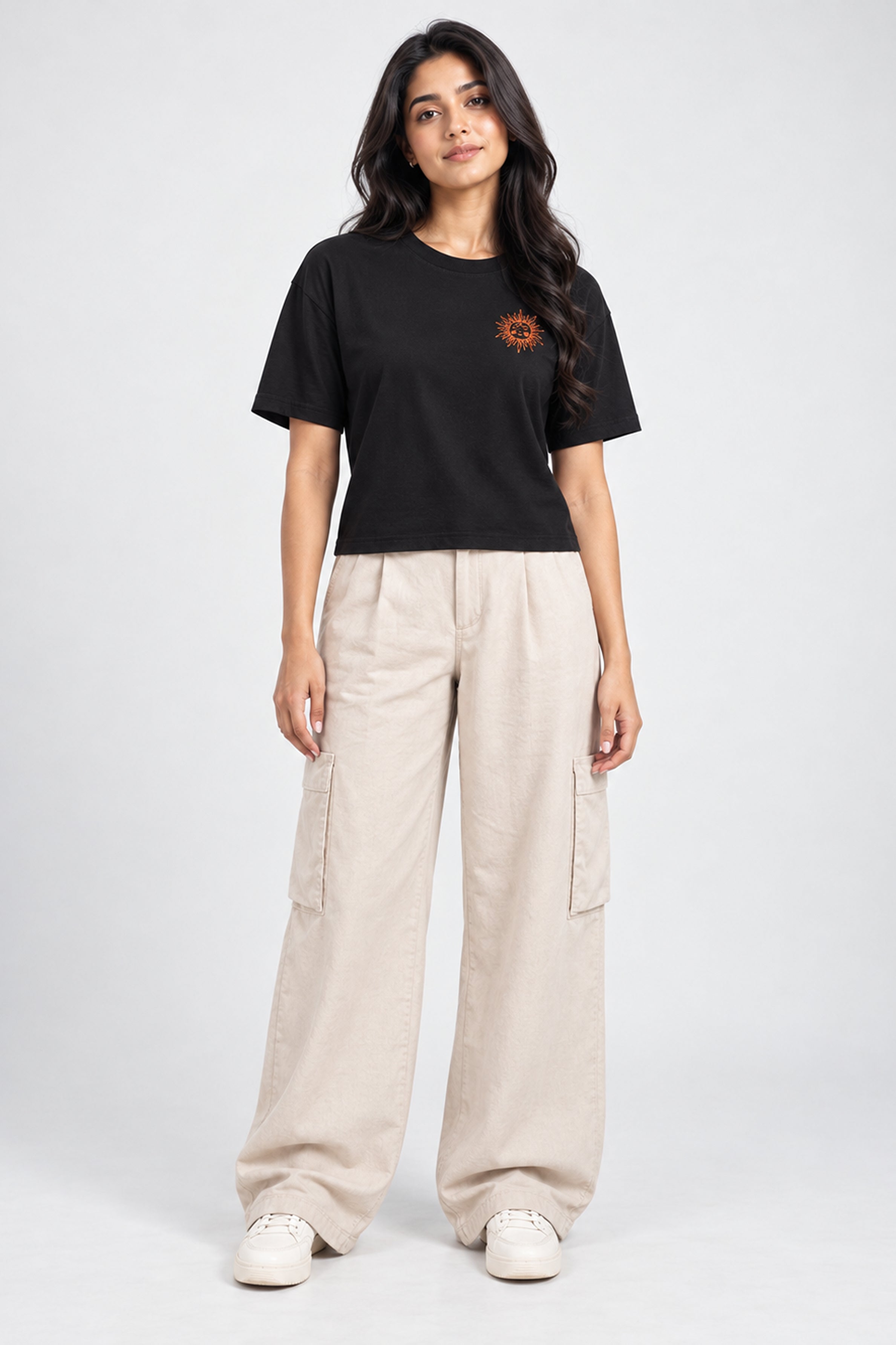 BASIC DROP MODANO Women's Oversized Tees - Jet Black