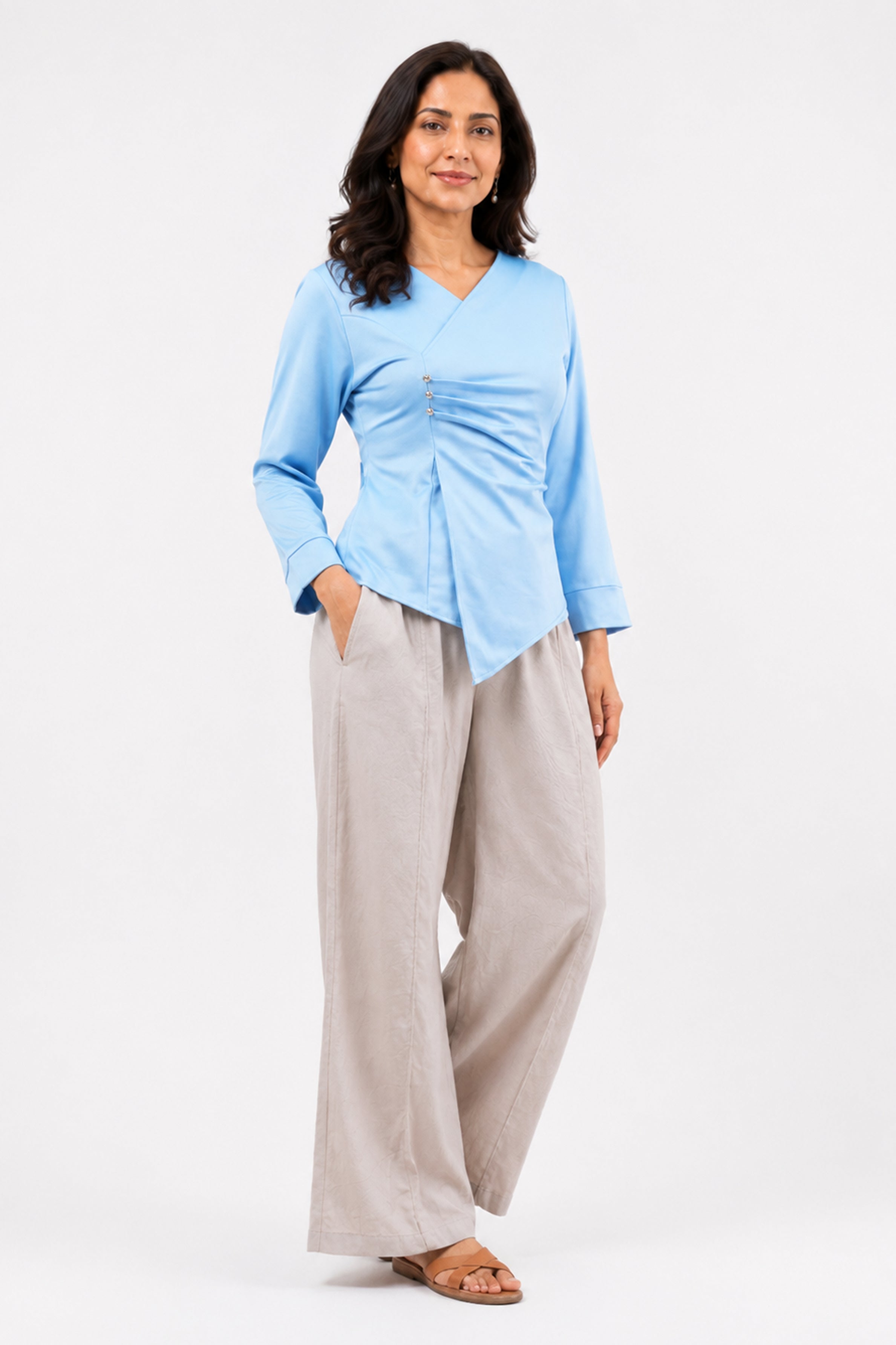 HADA Casual Relaxed Fit Blouse - Blue