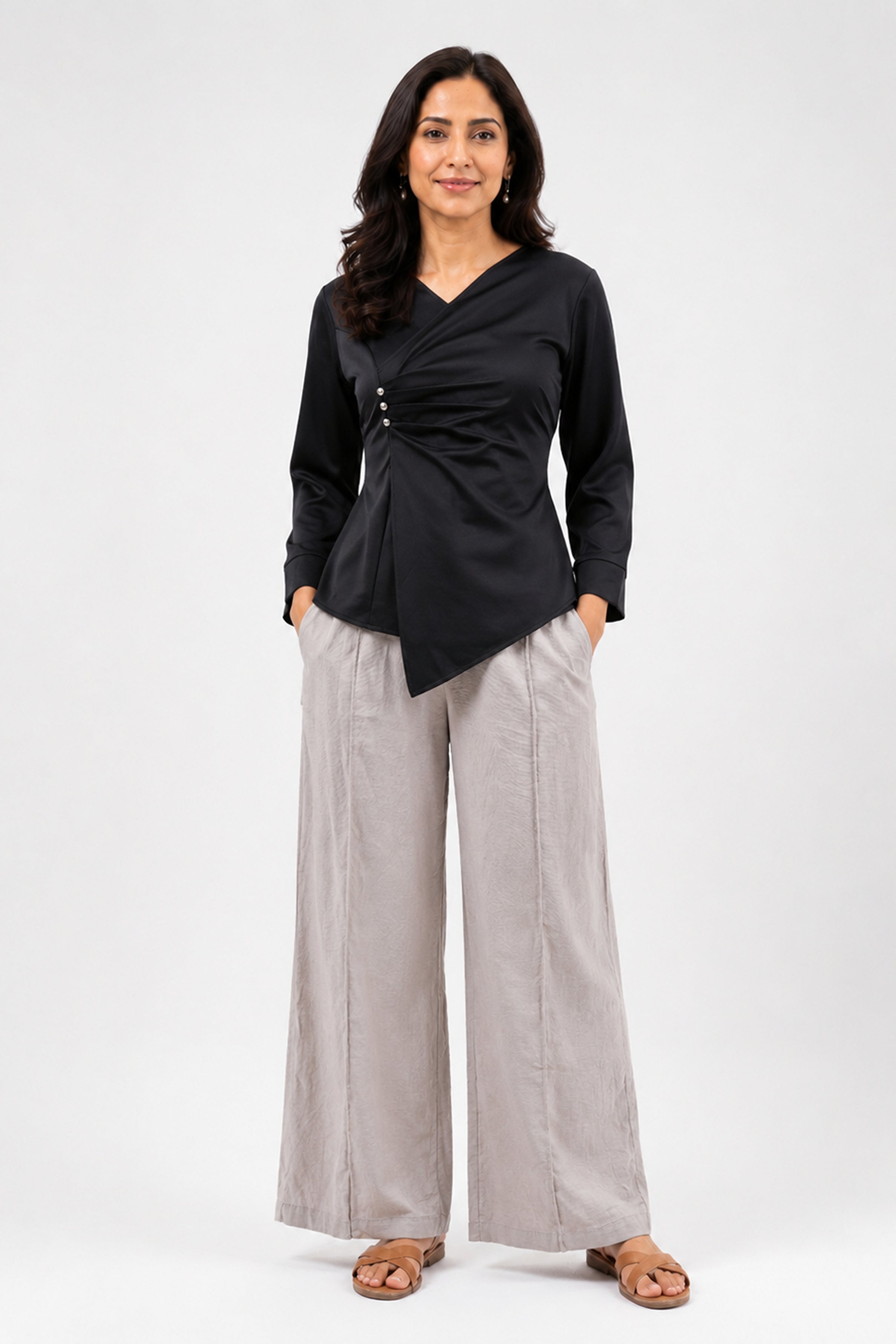 HADA Casual Relaxed Fit Blouse - Black