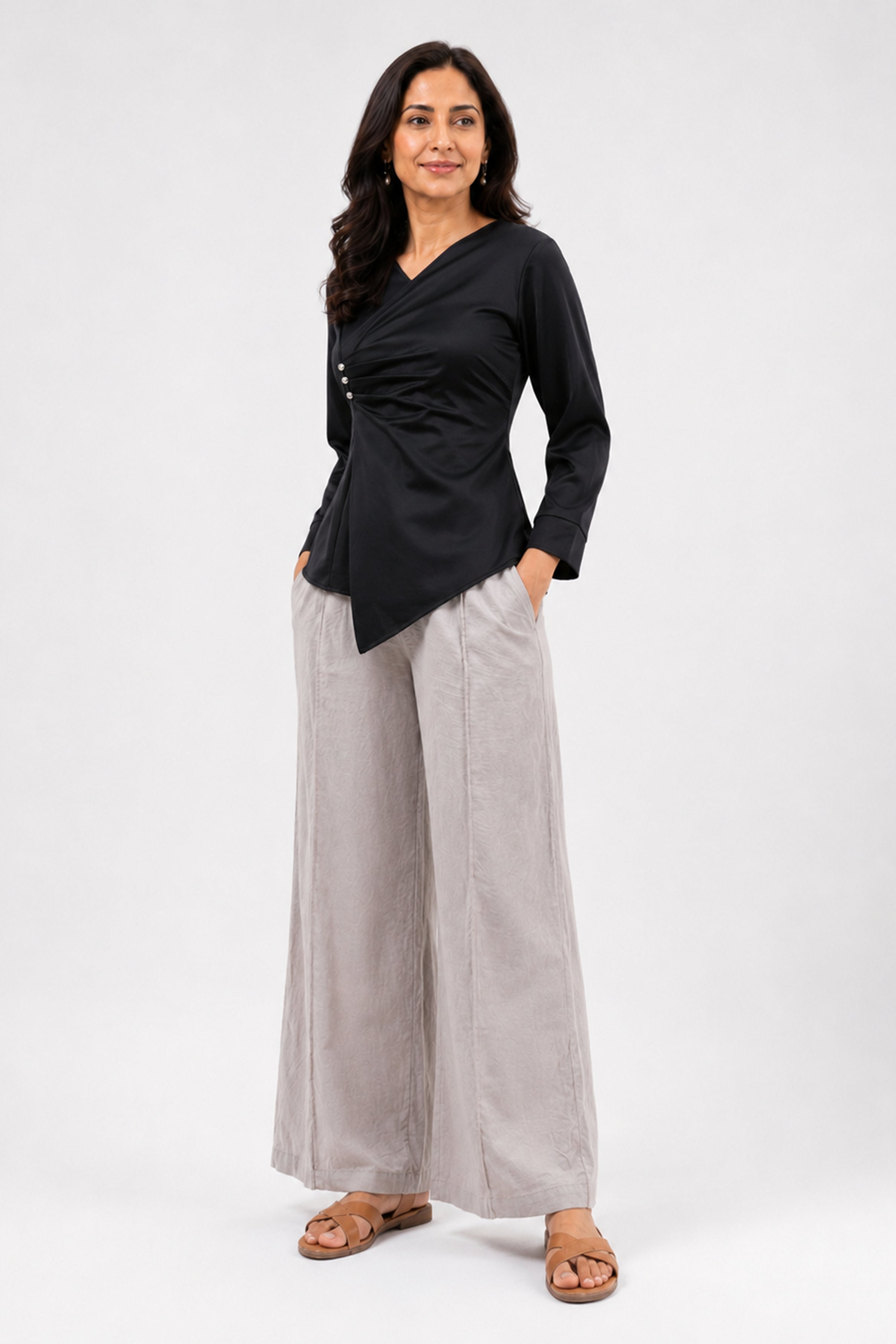 HADA Casual Relaxed Fit Blouse - Black
