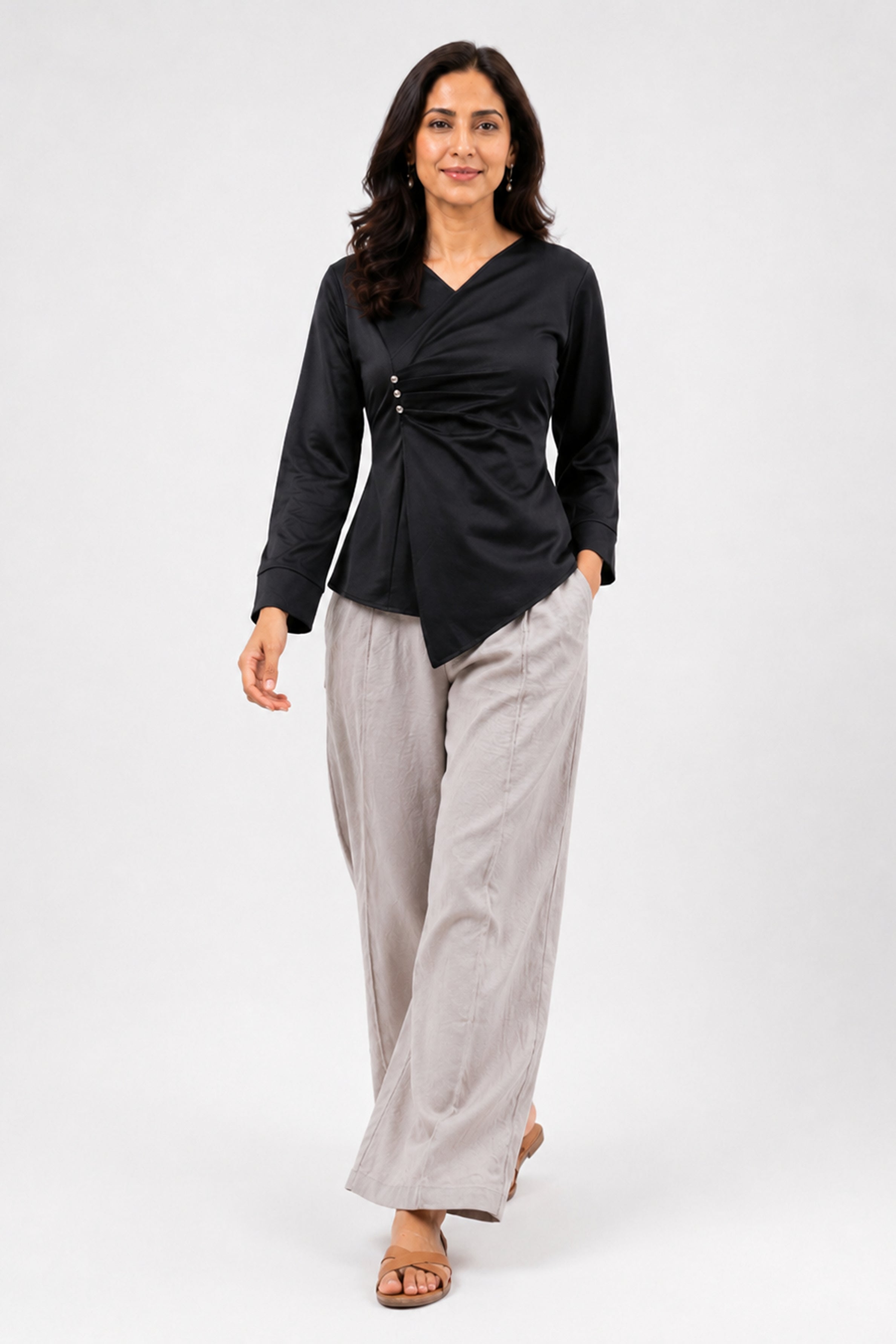 HADA Casual Relaxed Fit Blouse - Black