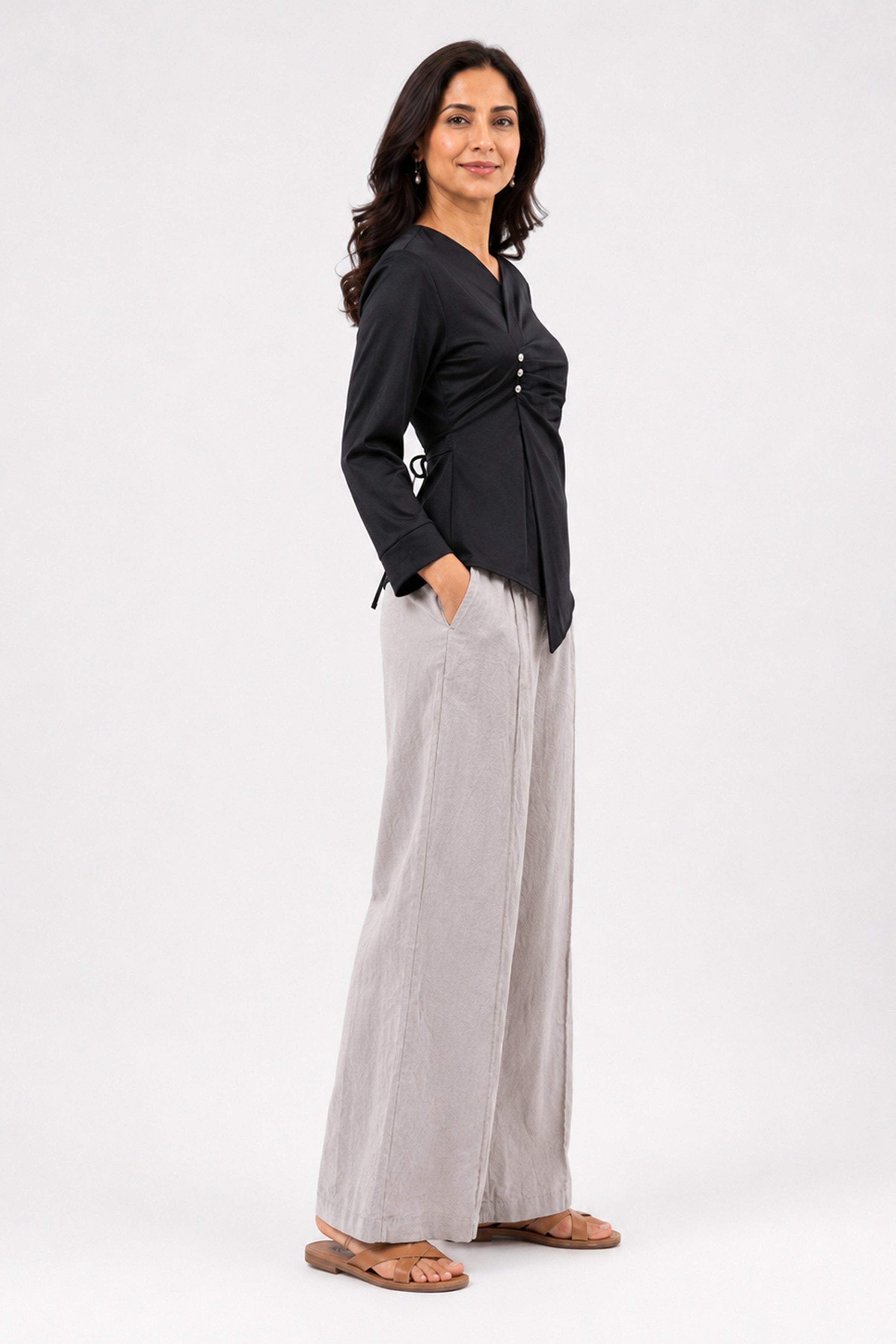 HADA Casual Relaxed Fit Blouse - Black