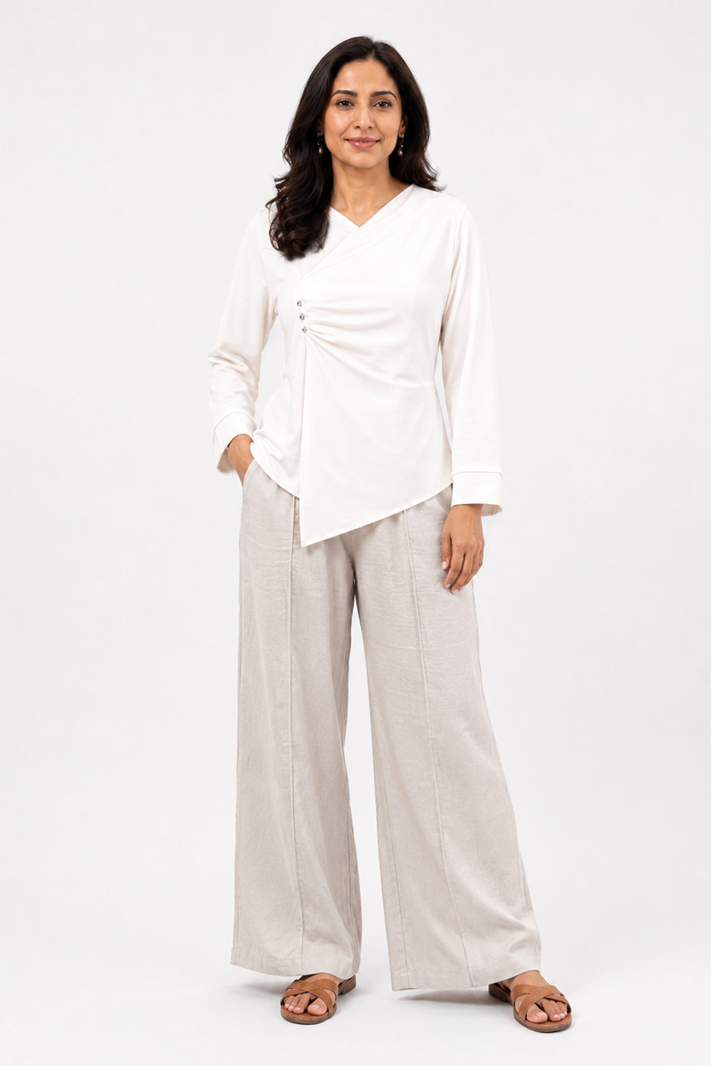 HADA Casual Relaxed Fit Blouse - Cream