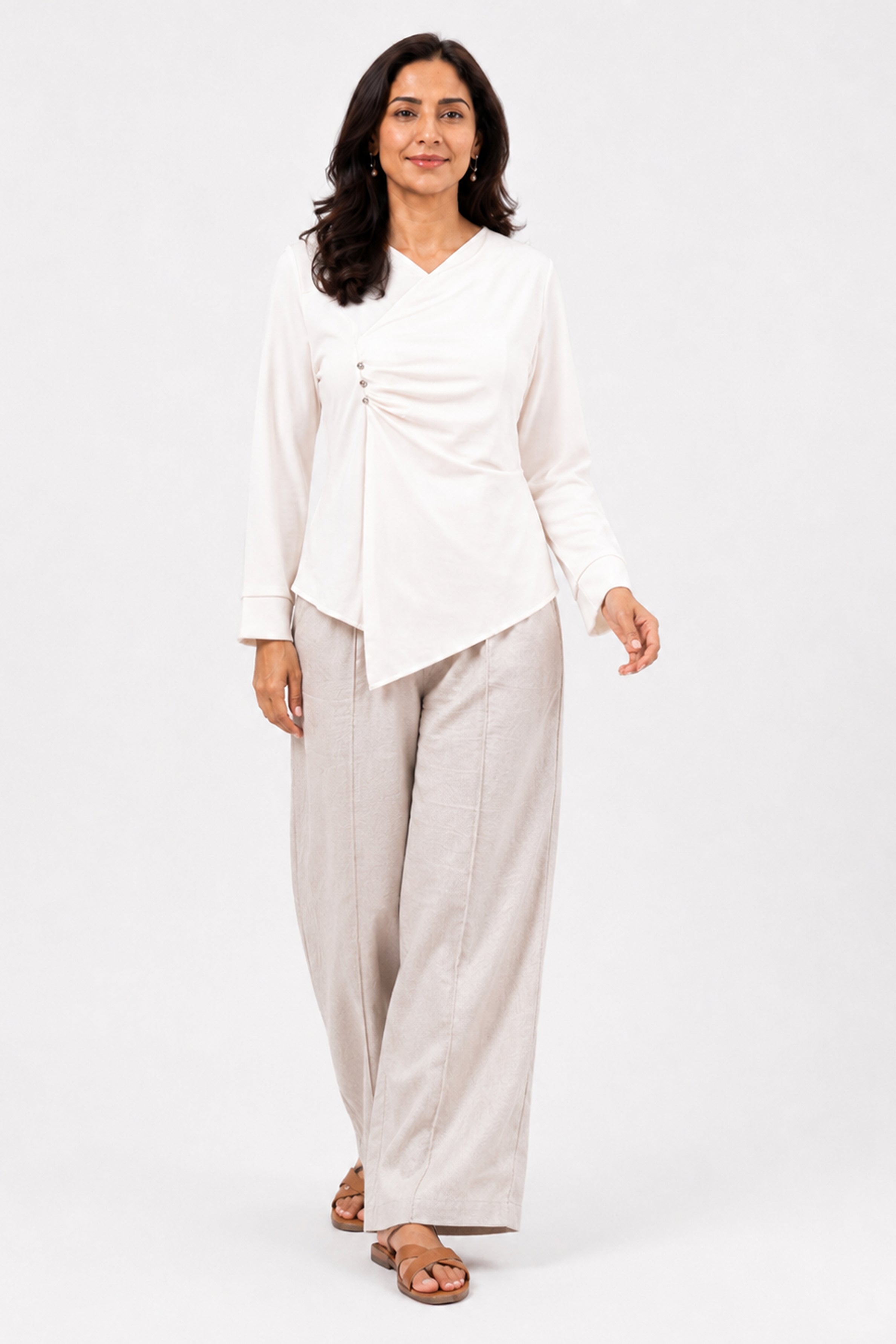 HADA Casual Relaxed Fit Blouse - Cream