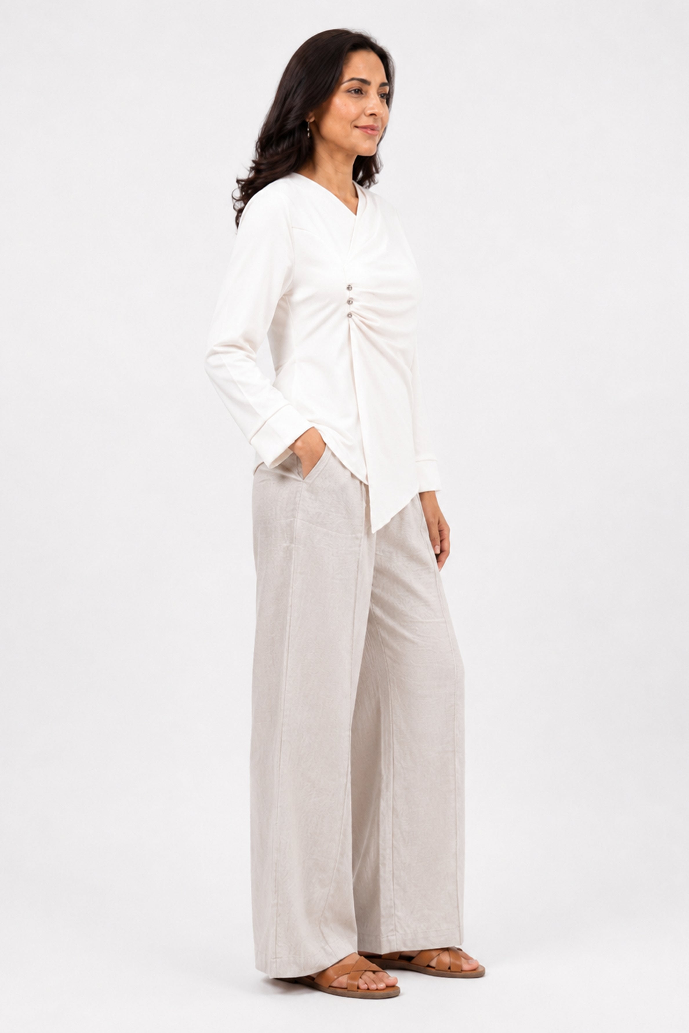HADA Casual Relaxed Fit Blouse - Cream