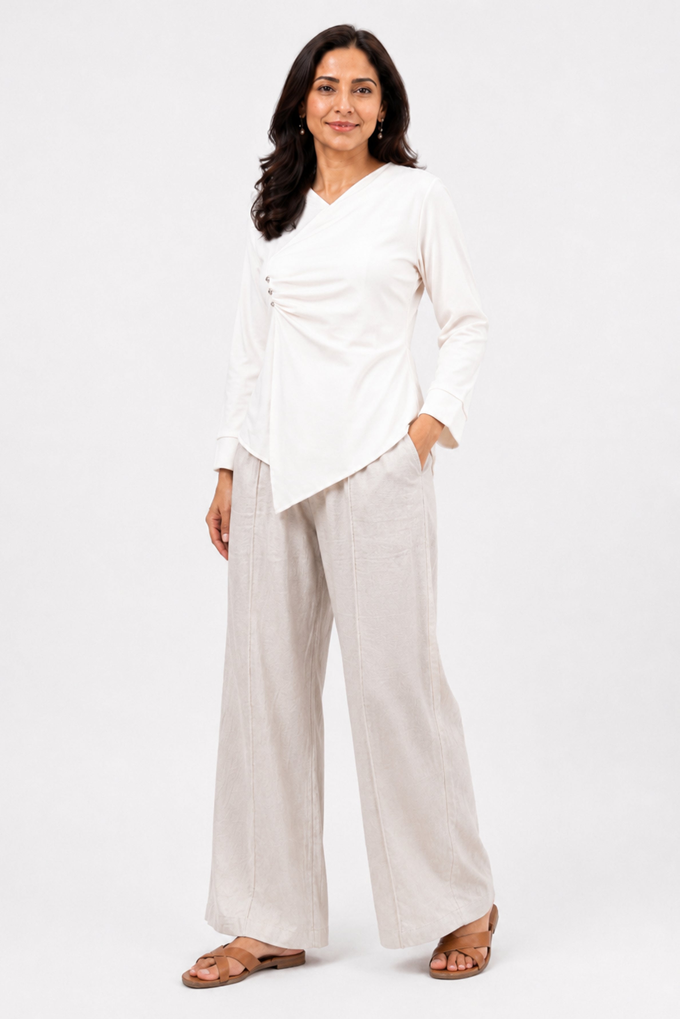 HADA Casual Relaxed Fit Blouse - Cream