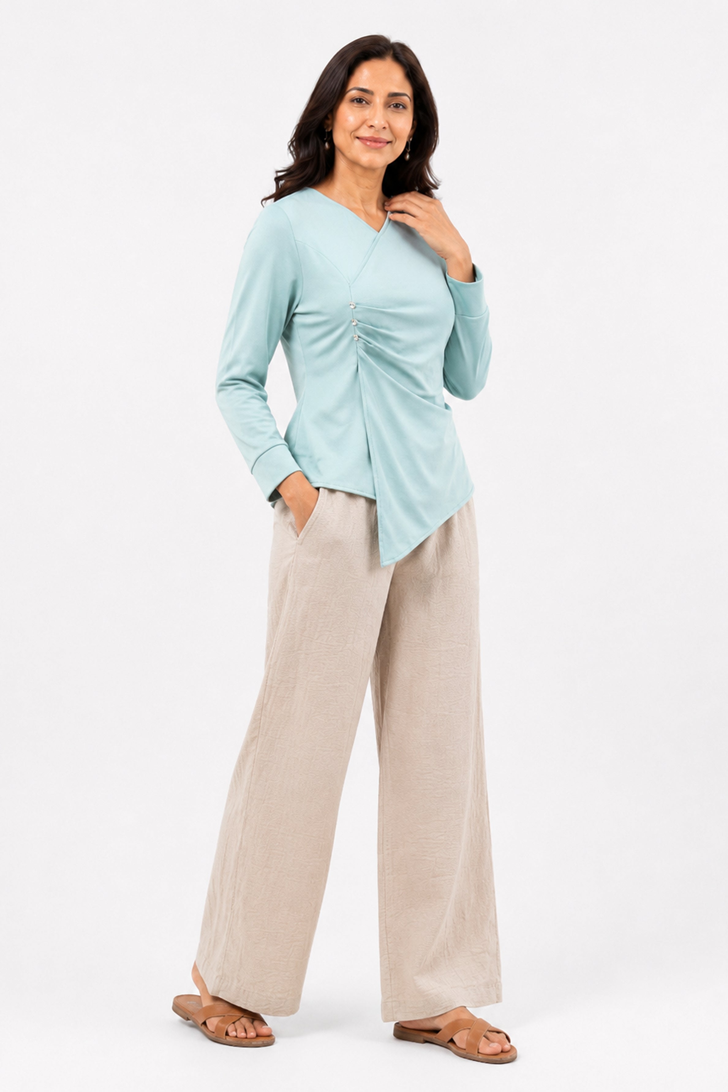 HADA Casual Relaxed Fit Blouse - Green