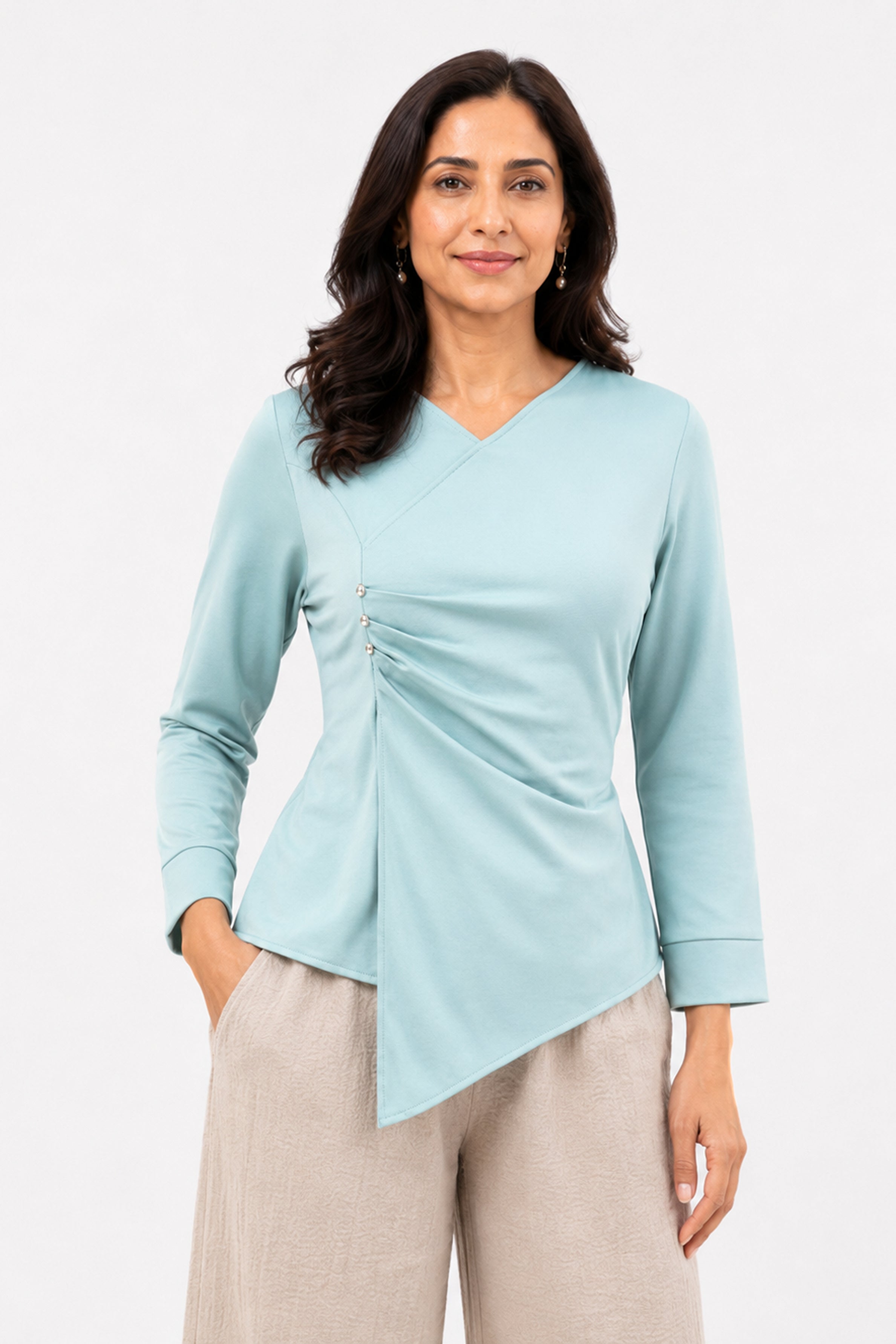 HADA Casual Relaxed Fit Blouse - Green