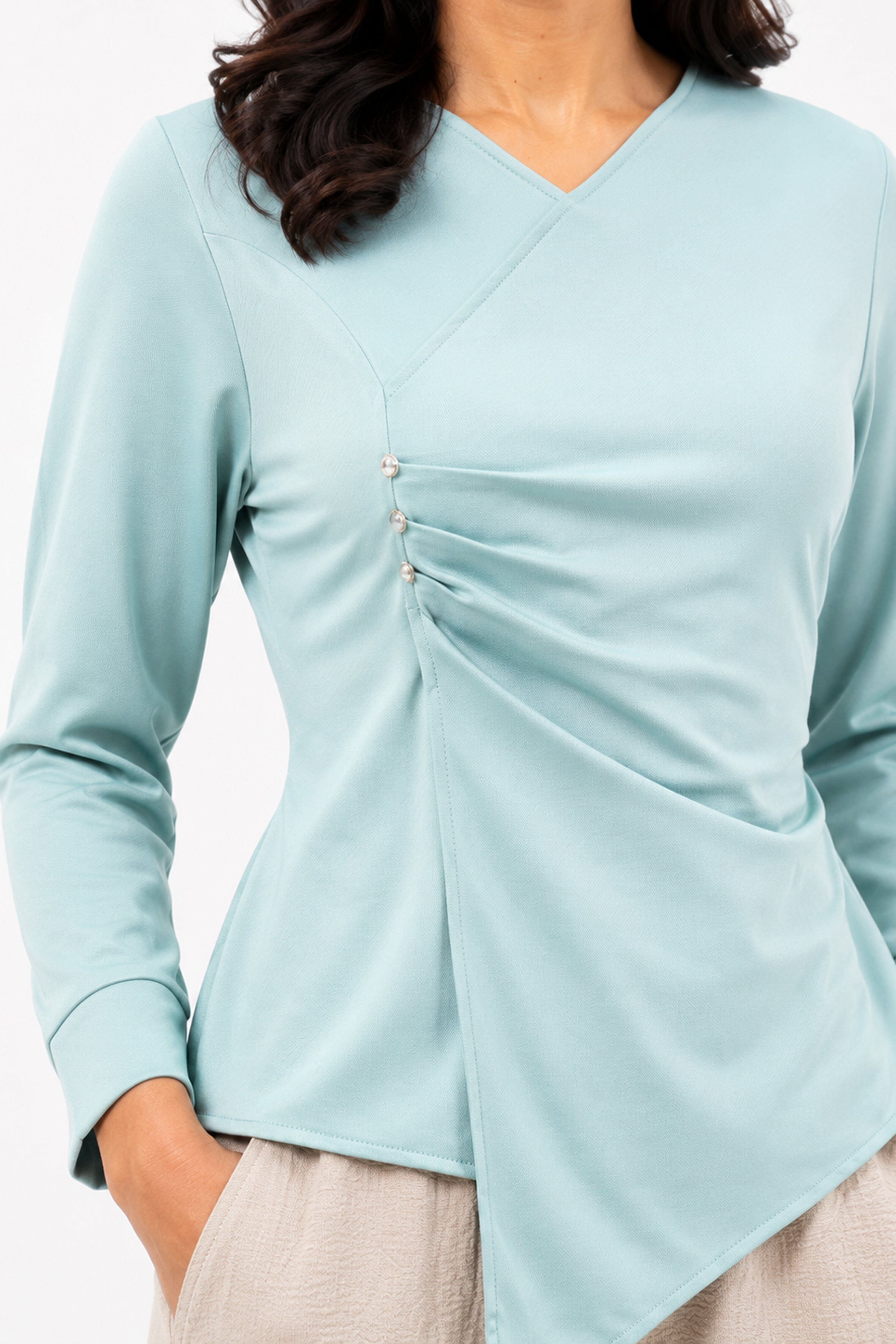 HADA Casual Relaxed Fit Blouse - Green