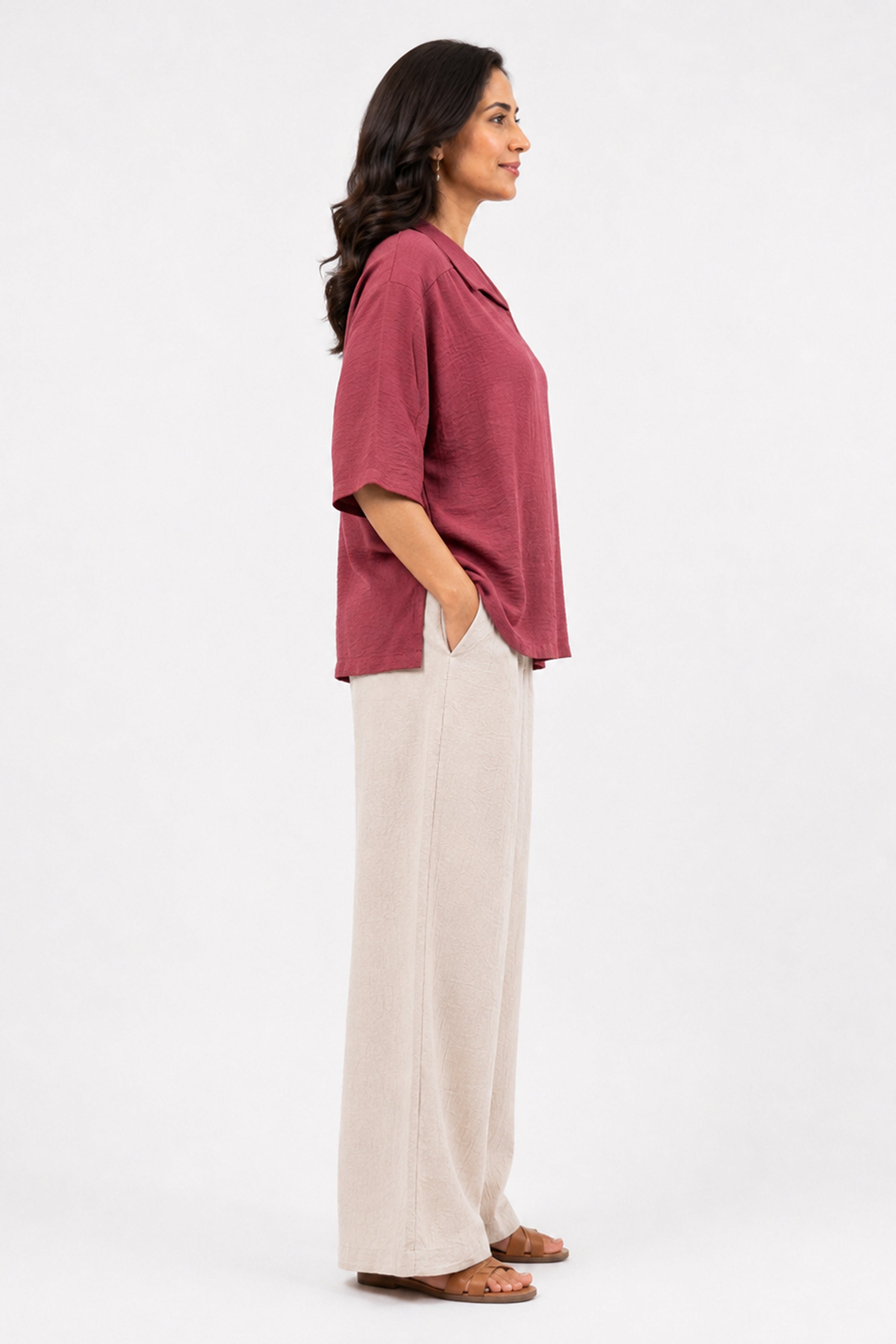 HADA Casual Relaxed Fit Blouse - Brick