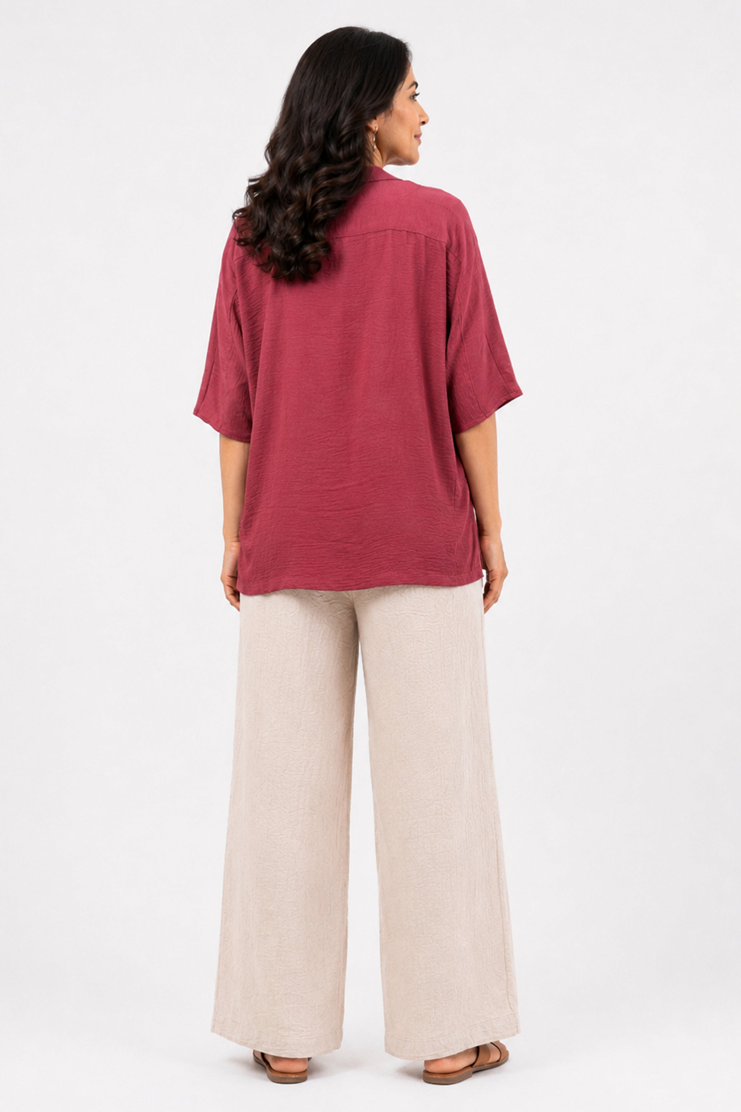 HADA Casual Relaxed Fit Blouse - Brick