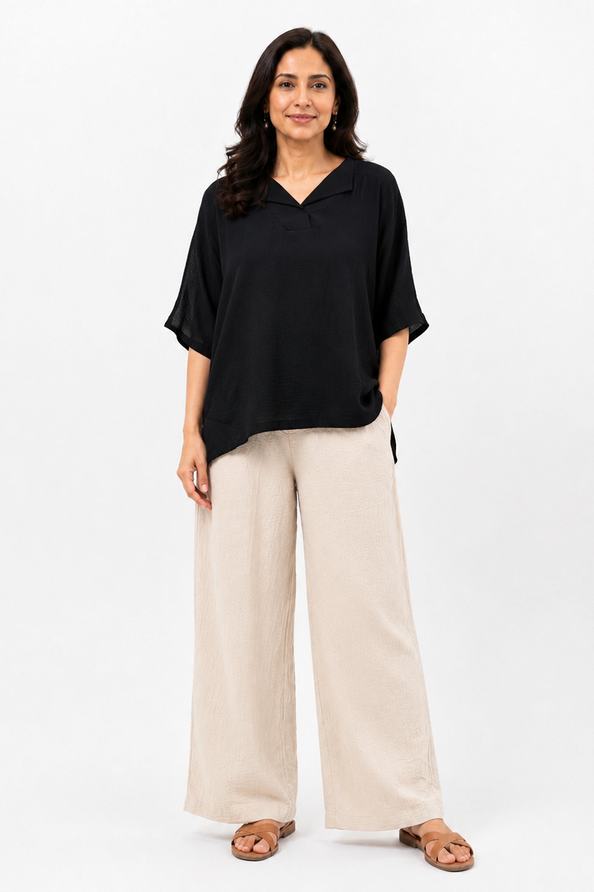 HADA Casual Relaxed Fit Blouse - Black