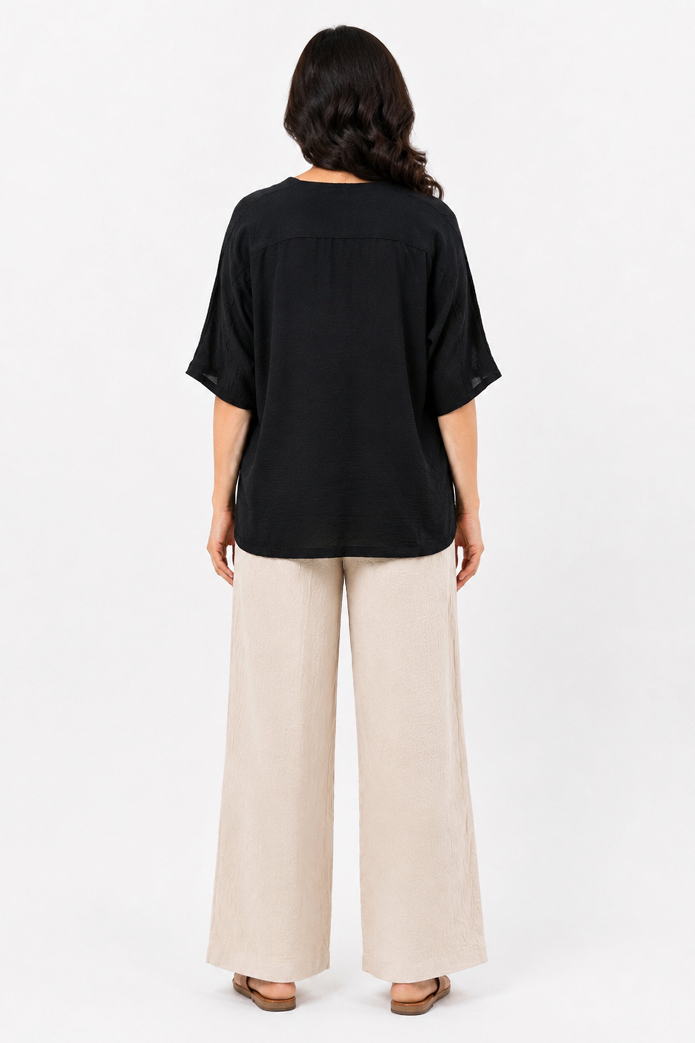 HADA Casual Relaxed Fit Blouse - Black