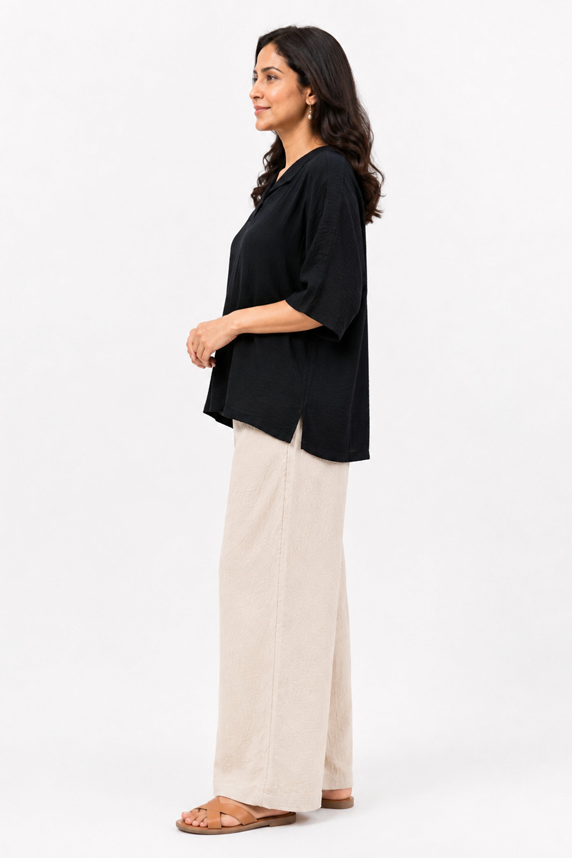 HADA Casual Relaxed Fit Blouse - Black