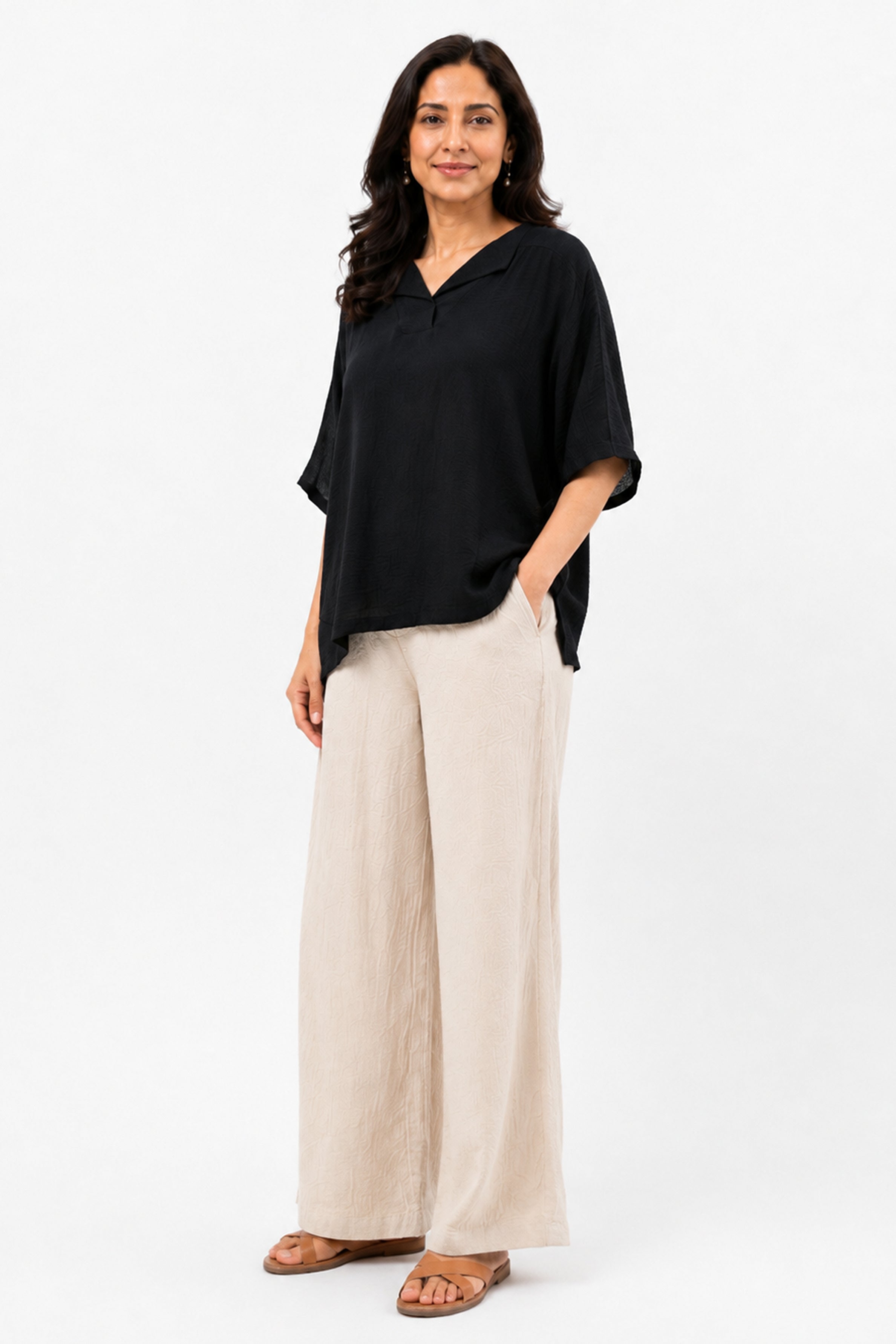 HADA Casual Relaxed Fit Blouse - Black