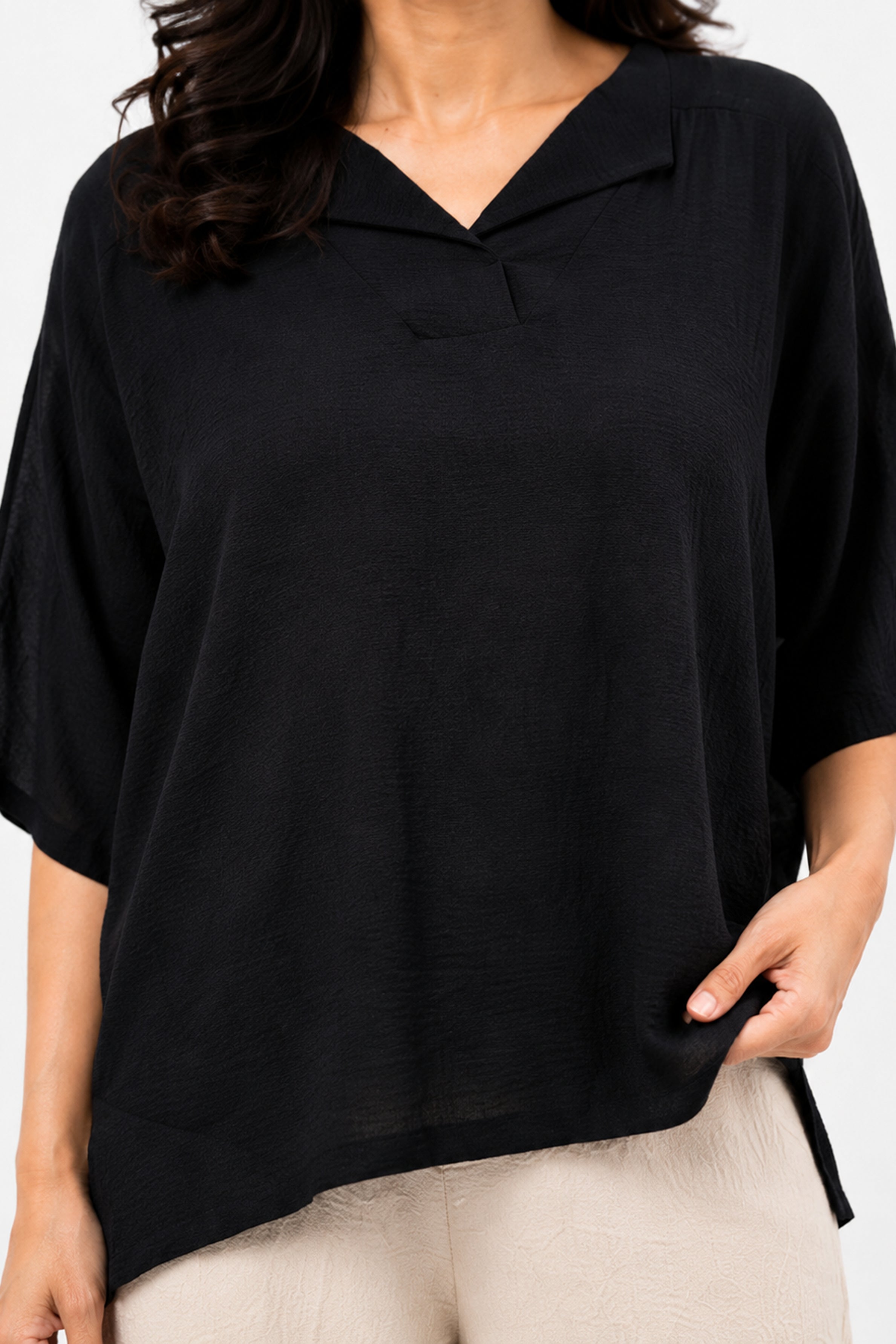 HADA Casual Relaxed Fit Blouse - Black